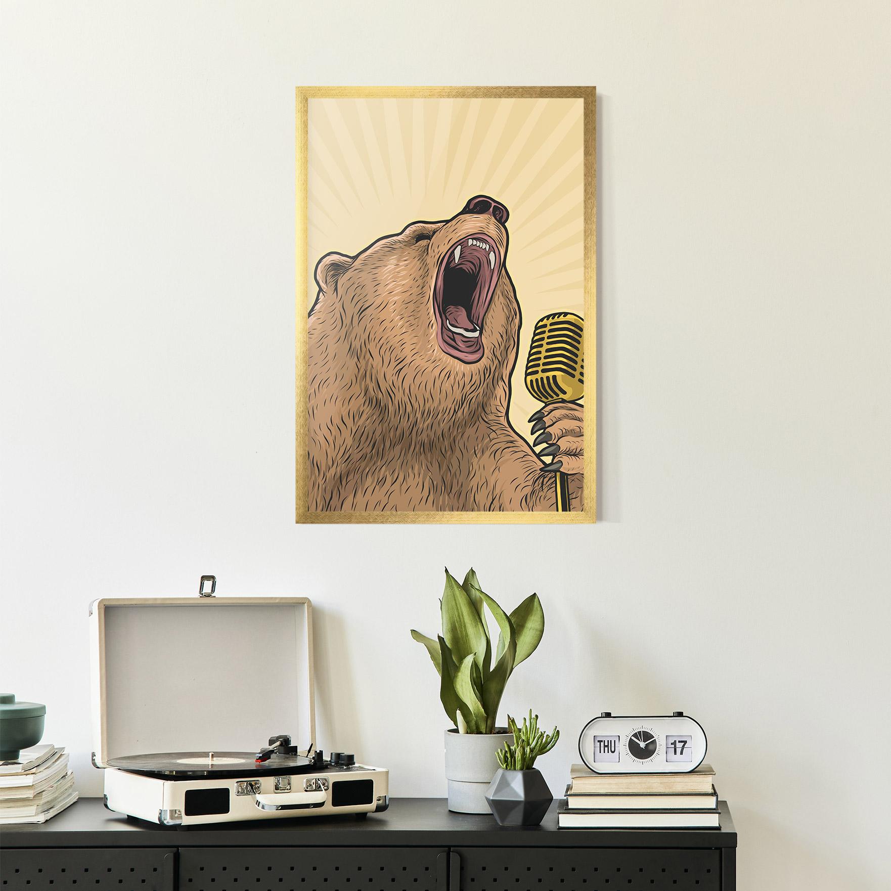 Gerahmte Poster Bear Singing mockup 2