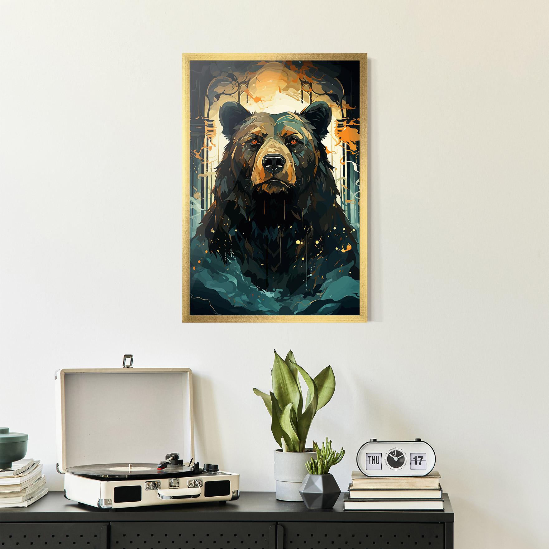 Gerahmte Poster Brown Bear Art mockup 2