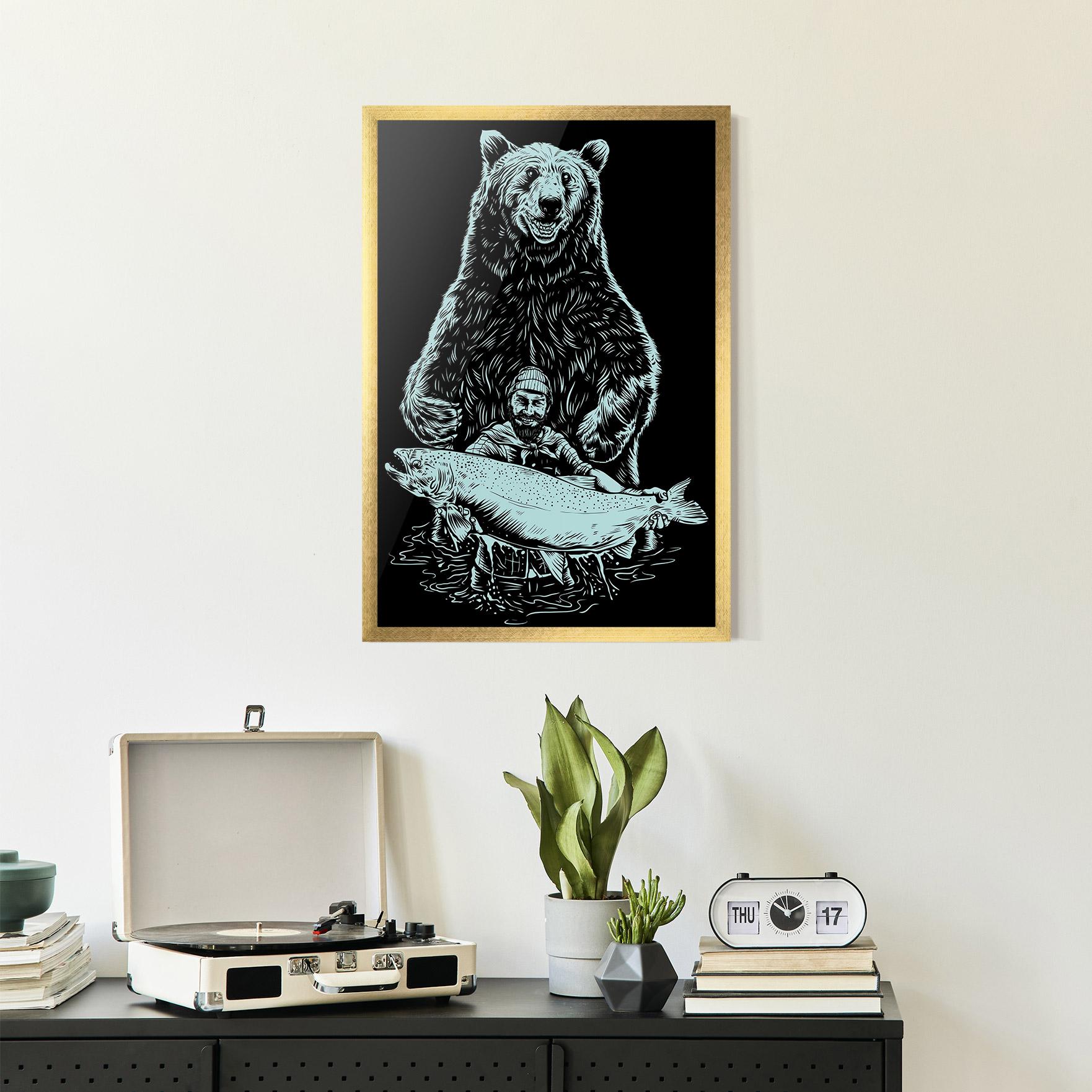 Gerahmte Poster Fishing Bear mockup 2