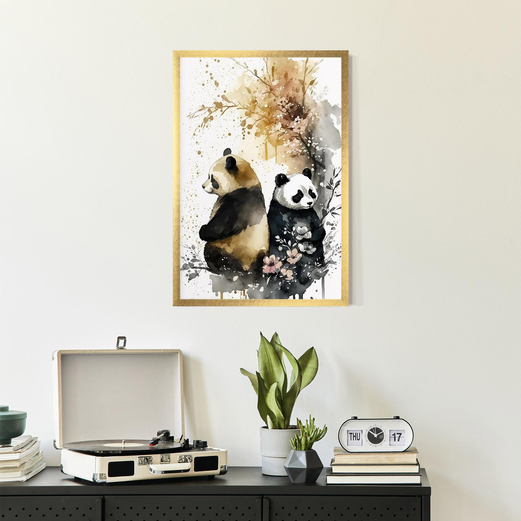 Gerahmte Poster Gold Panda Art mockup 2