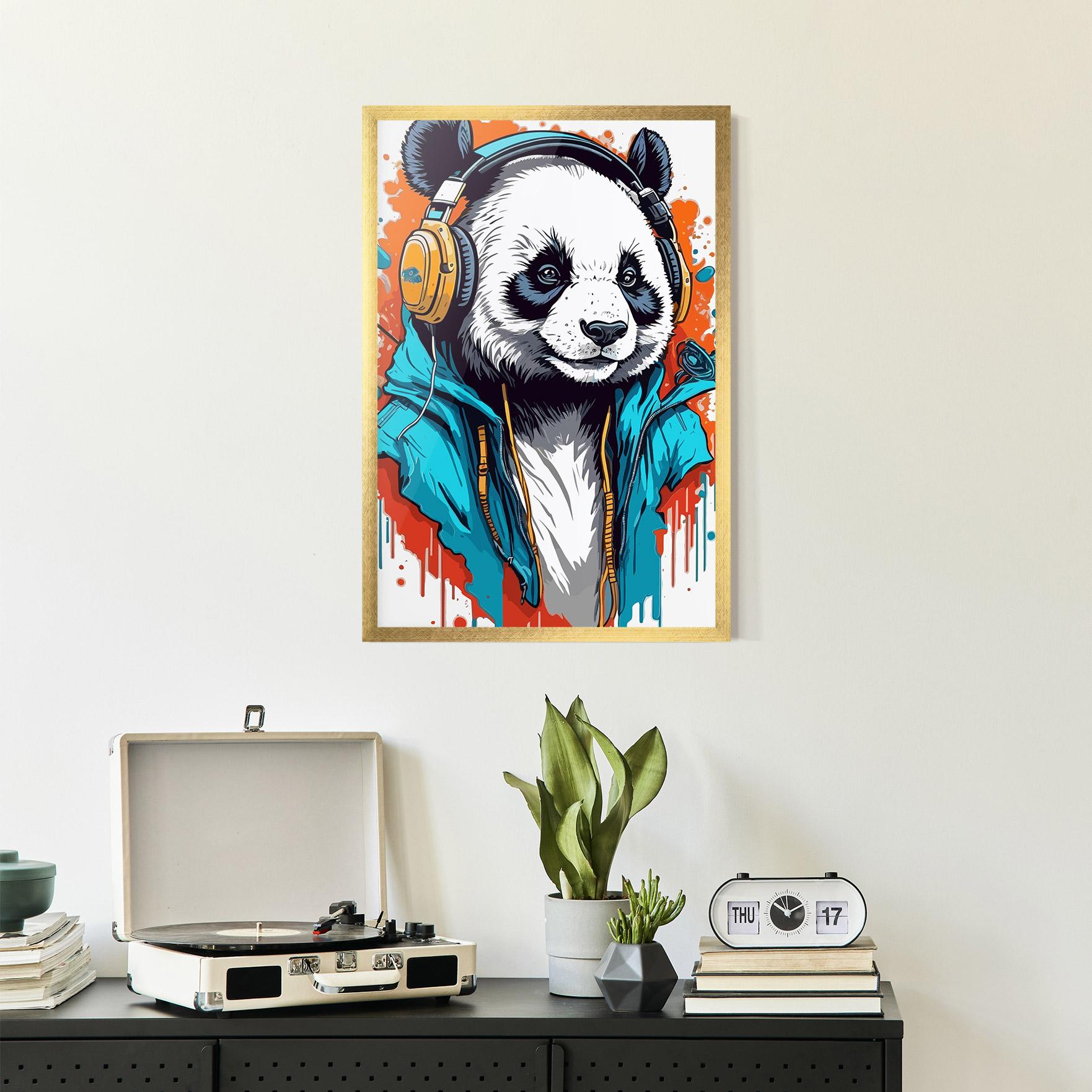 Gerahmte Poster Music Panda mockup 2