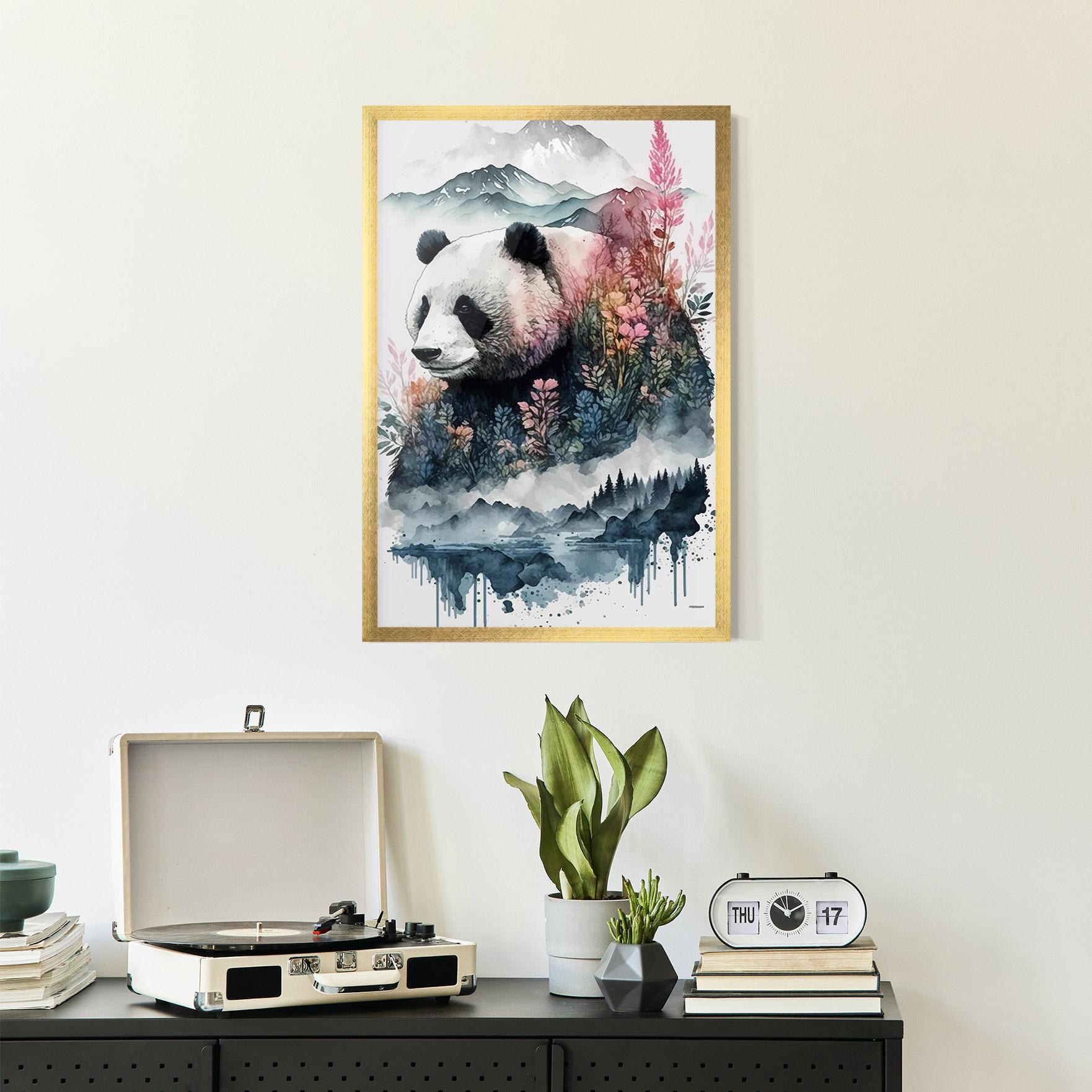 Gerahmte Poster Panda Art mockup 2