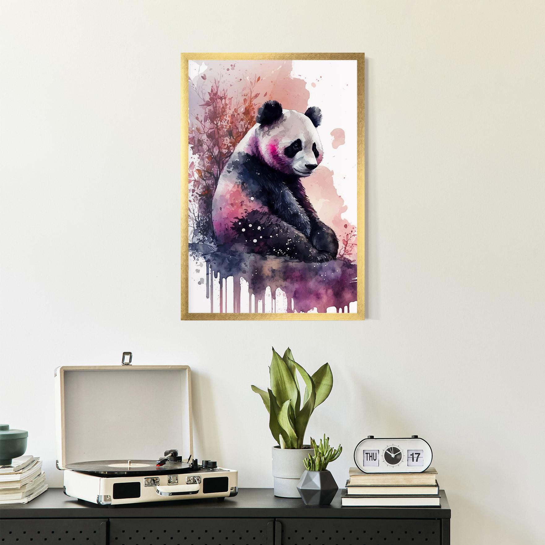 Gerahmte Poster Purple Panda Art mockup 2