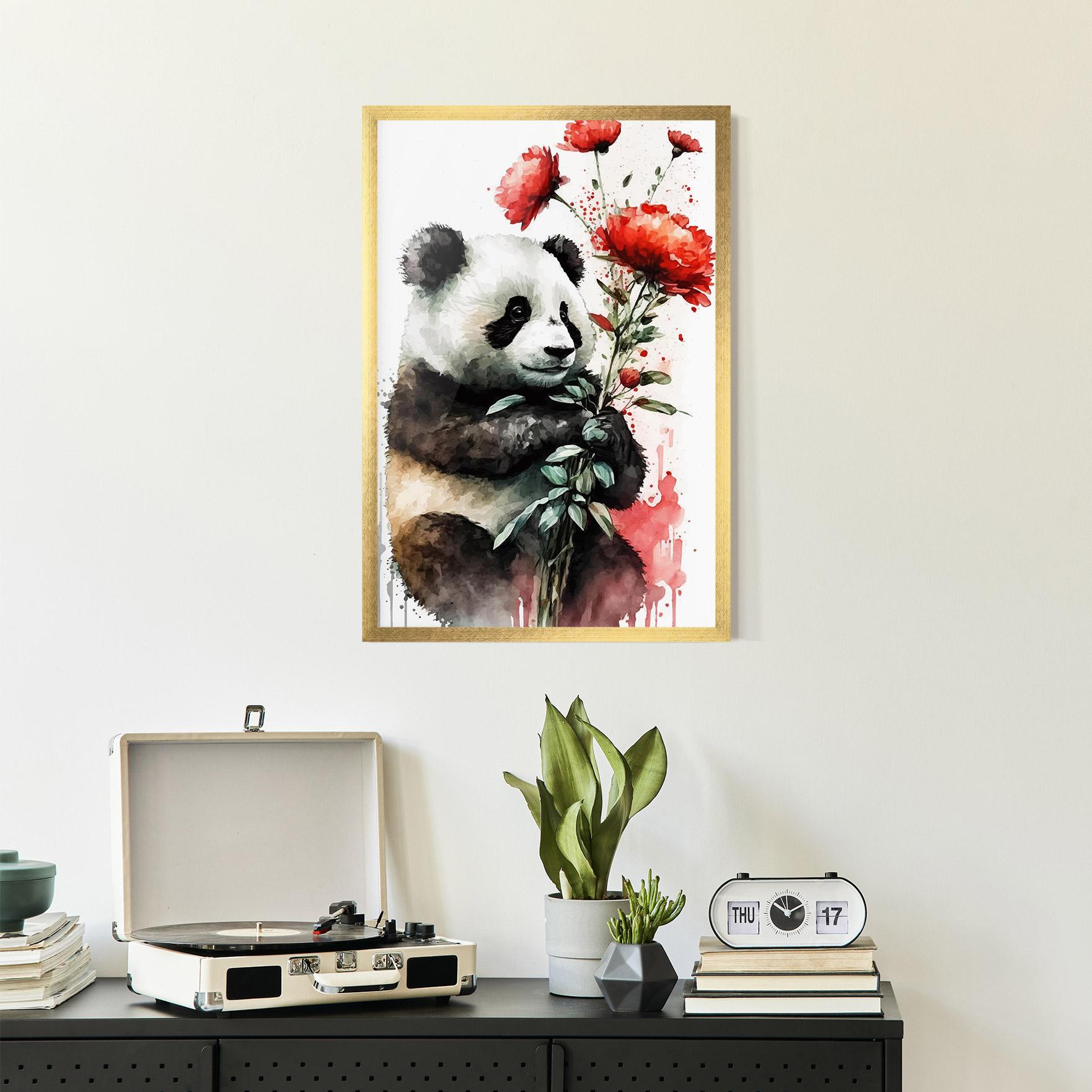 Gerahmte Poster Red Flower Panda mockup 2