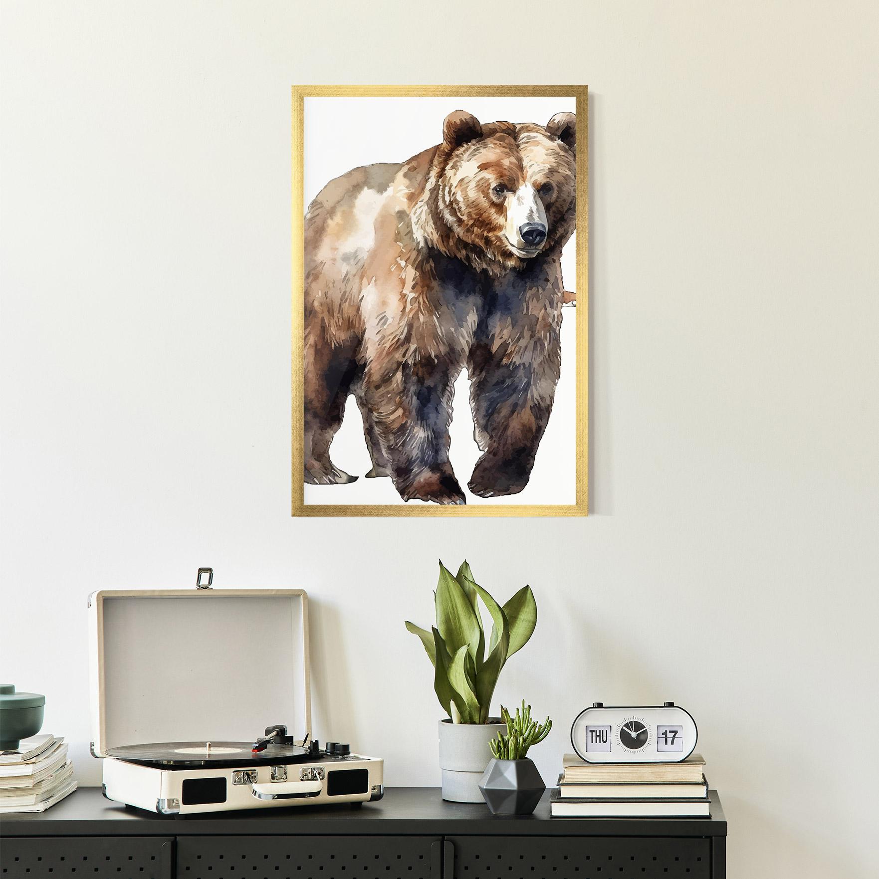 Gerahmte Poster Watercolor Bear Art mockup 2
