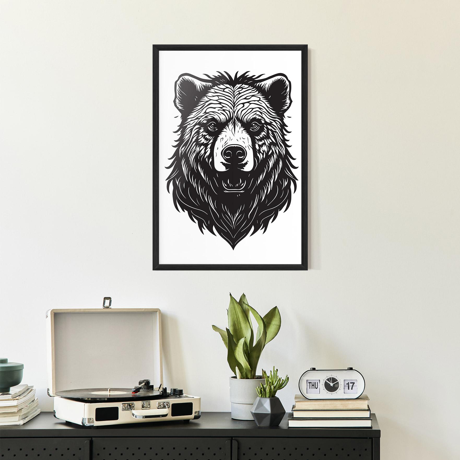 Gerahmte Poster Bear Black Head mockup 2