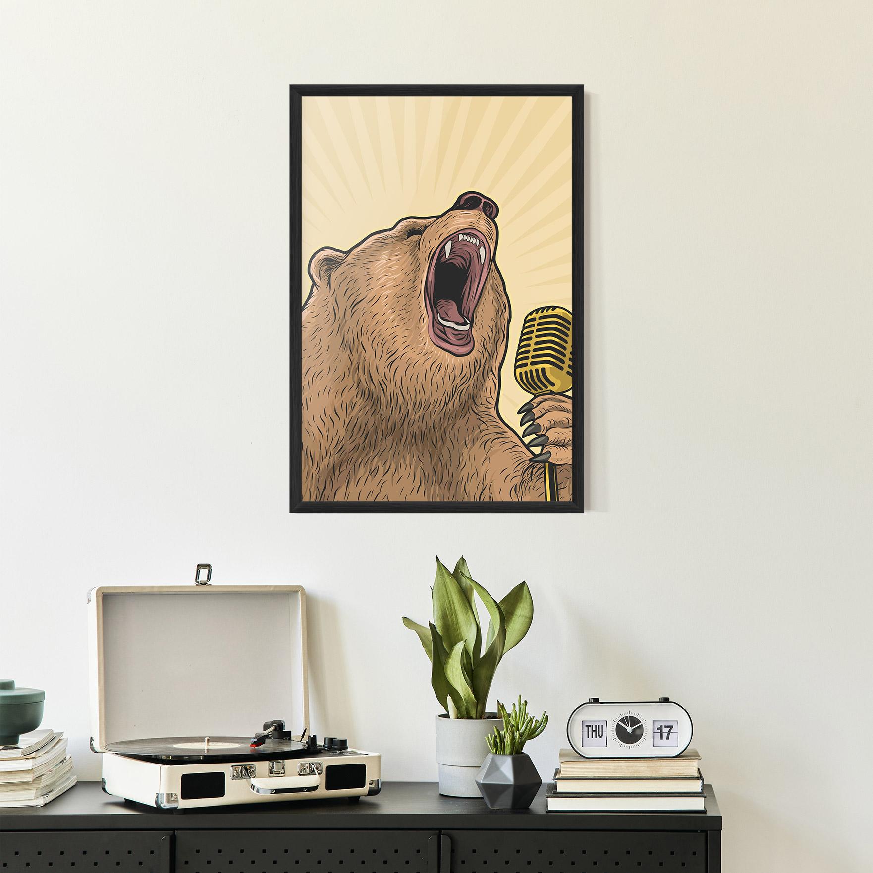 Gerahmte Poster Bear Singing mockup 2