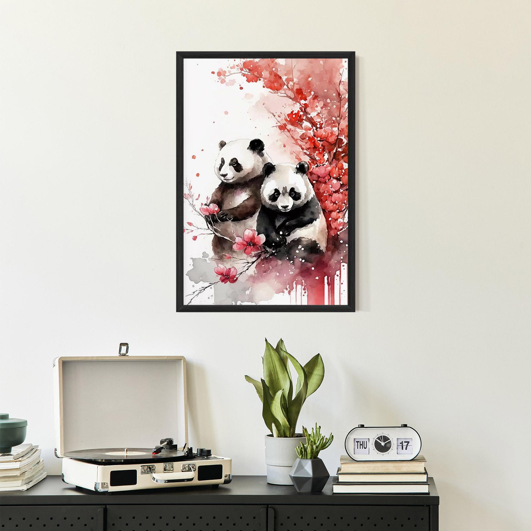 Gerahmte Poster Blossom Panda mockup 2