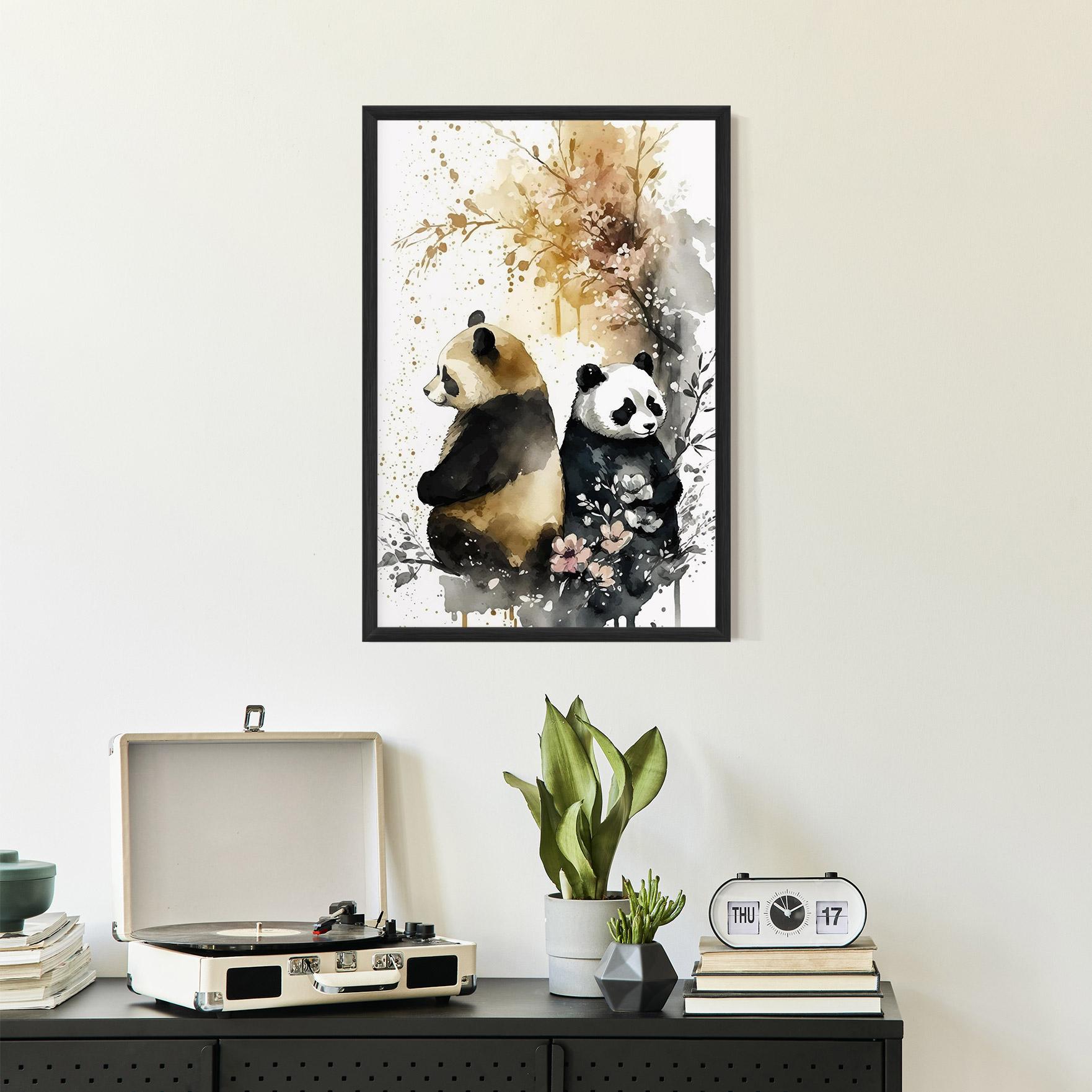 Gerahmte Poster Gold Panda Art mockup 2