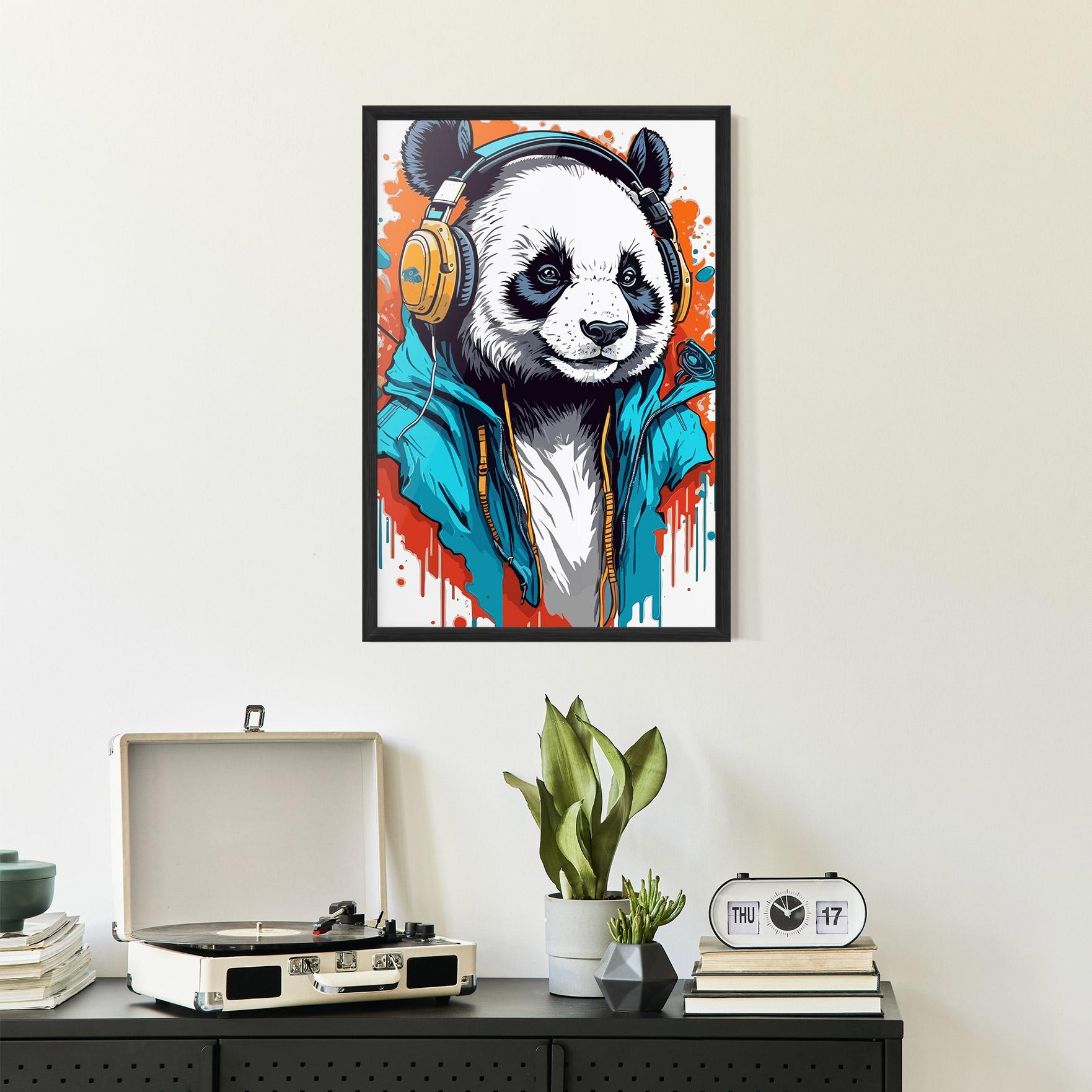 Gerahmte Poster Music Panda mockup 2