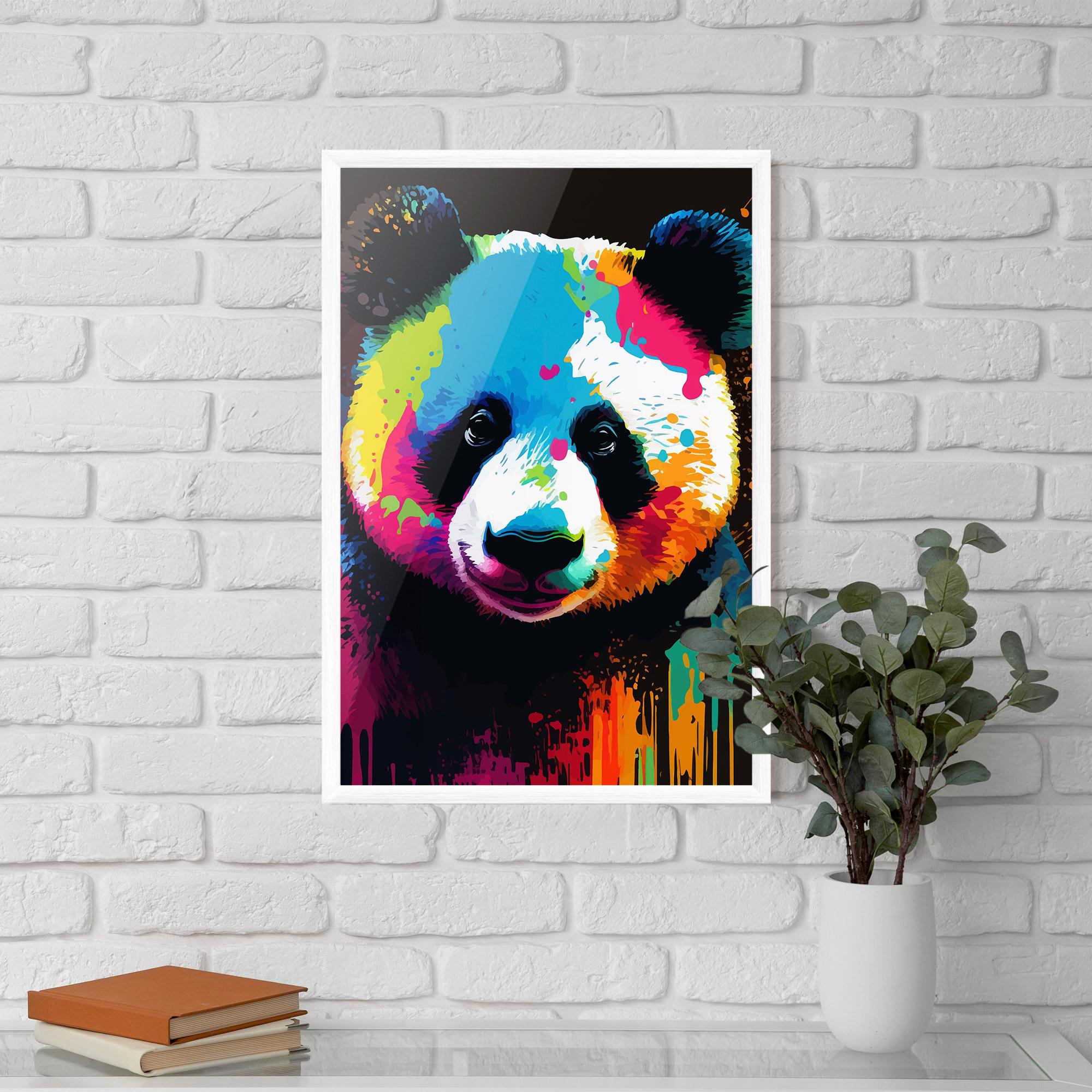 Gerahmte Poster Panda Color Art mockup 5