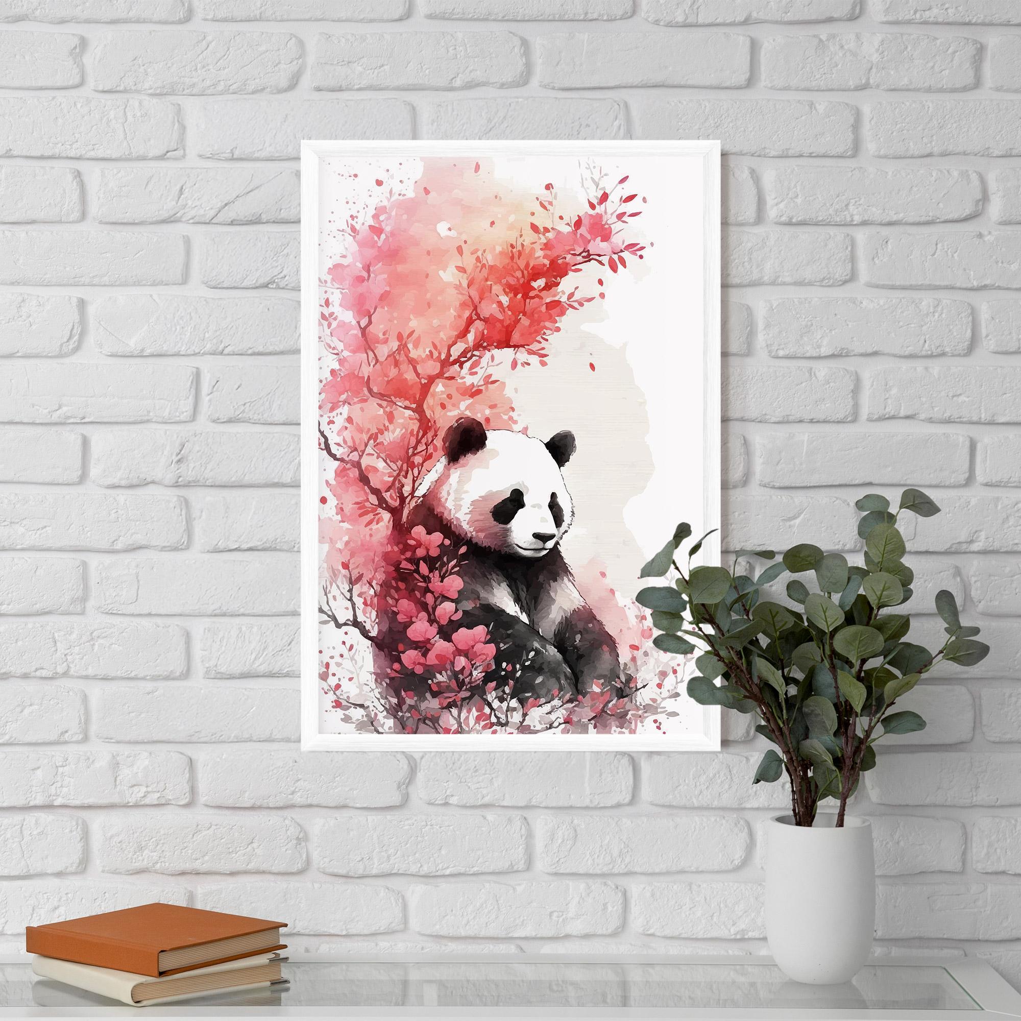 Gerahmte Poster Pink Flower Panda mockup 5