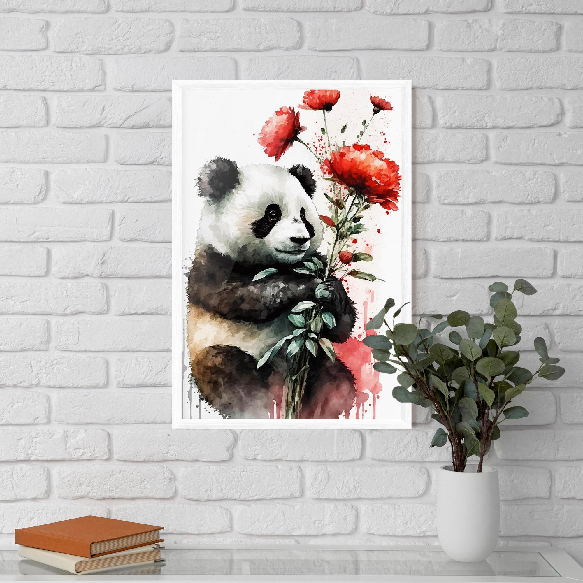 Gerahmte Poster Red Flower Panda mockup 5
