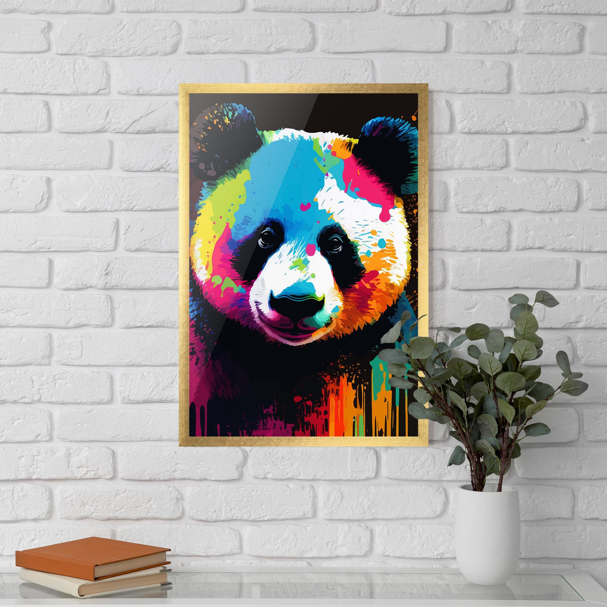 Gerahmte Poster Panda Color Art mockup 5