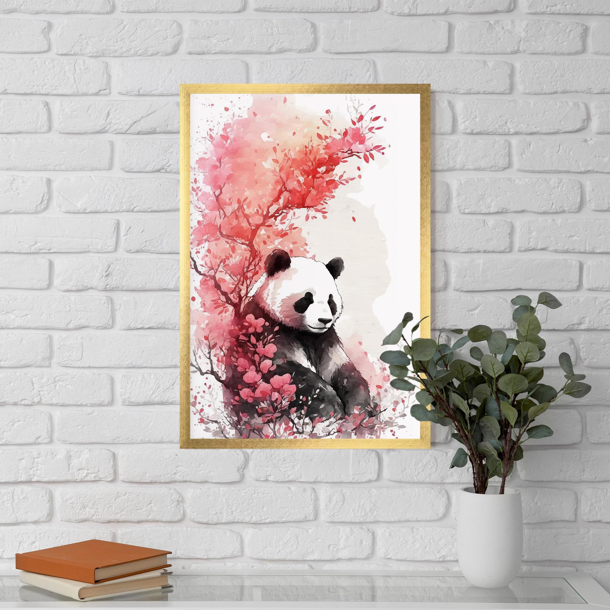 Gerahmte Poster Pink Flower Panda mockup 5