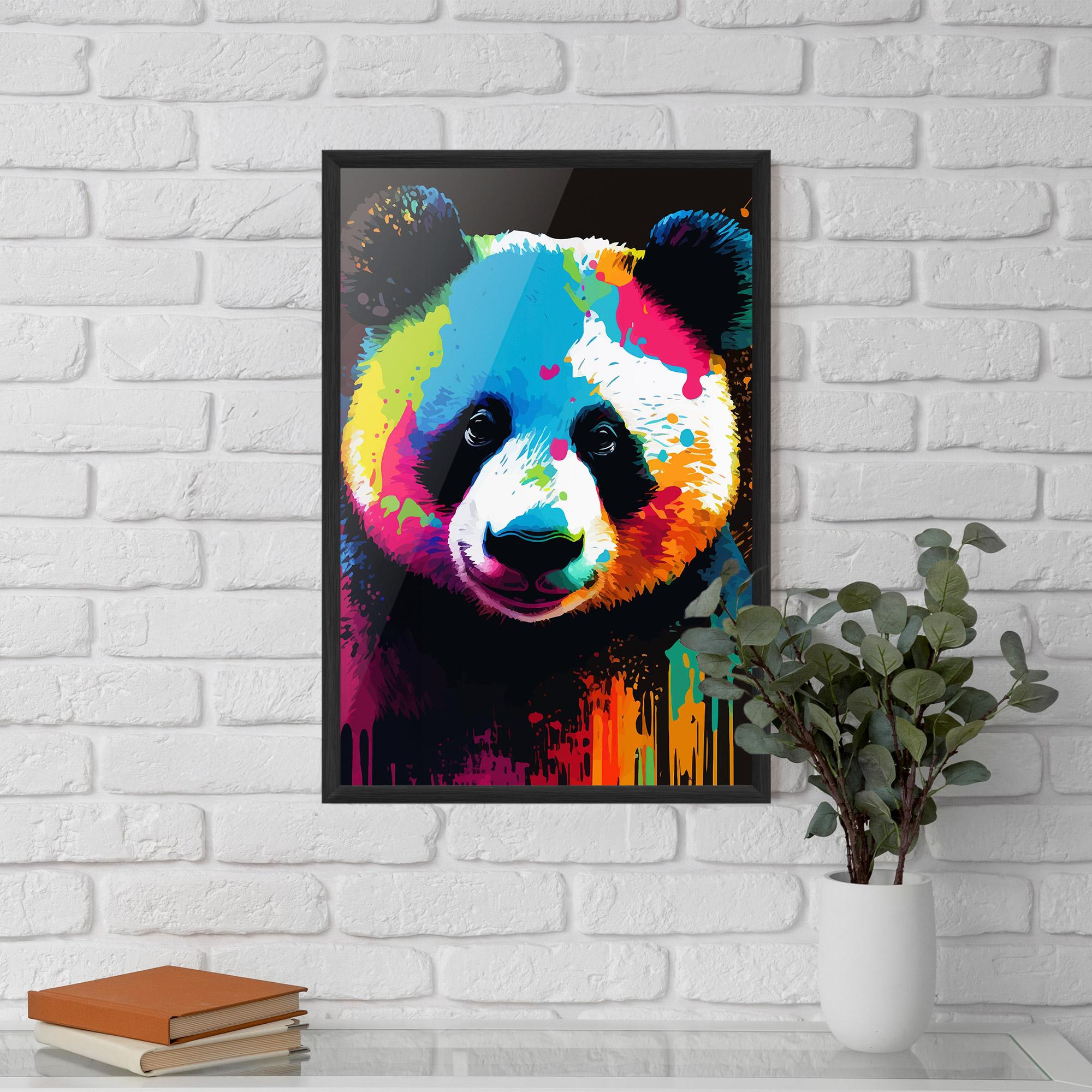 Gerahmte Poster Panda Color Art mockup 5
