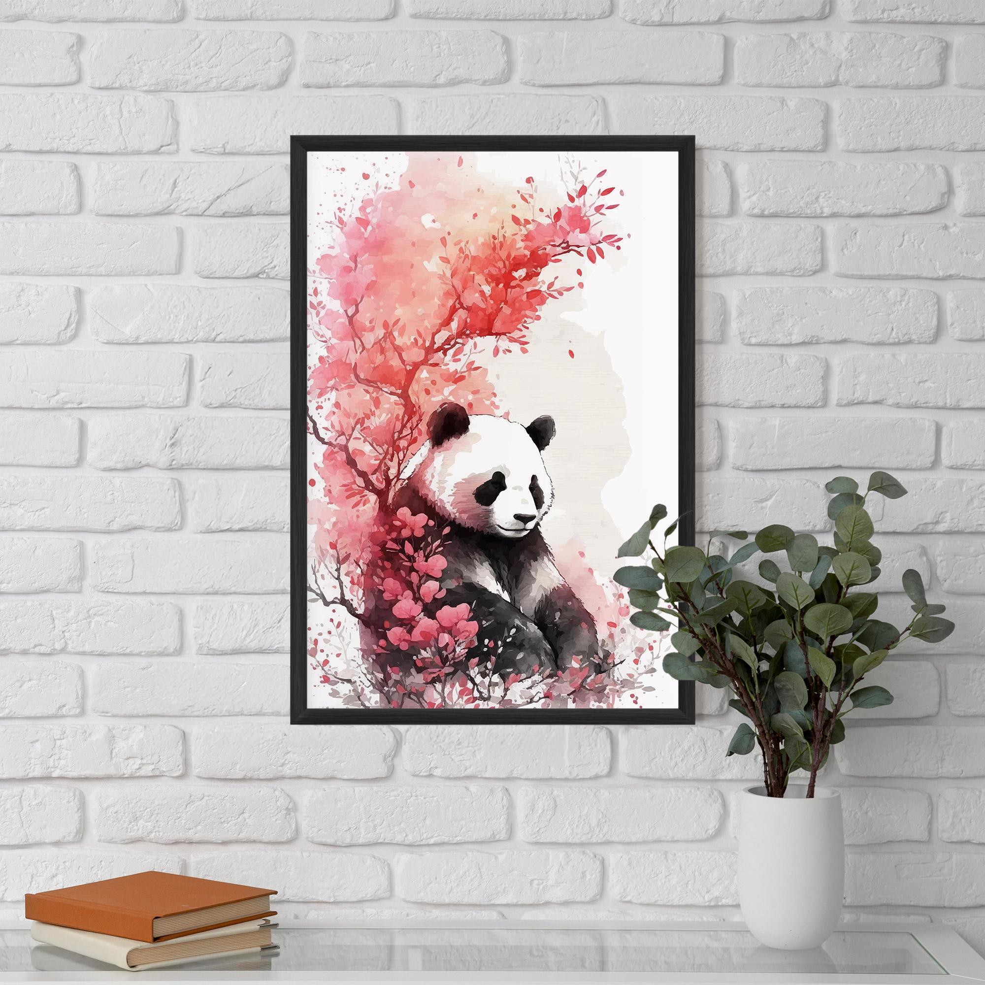 Gerahmte Poster Pink Flower Panda mockup 5