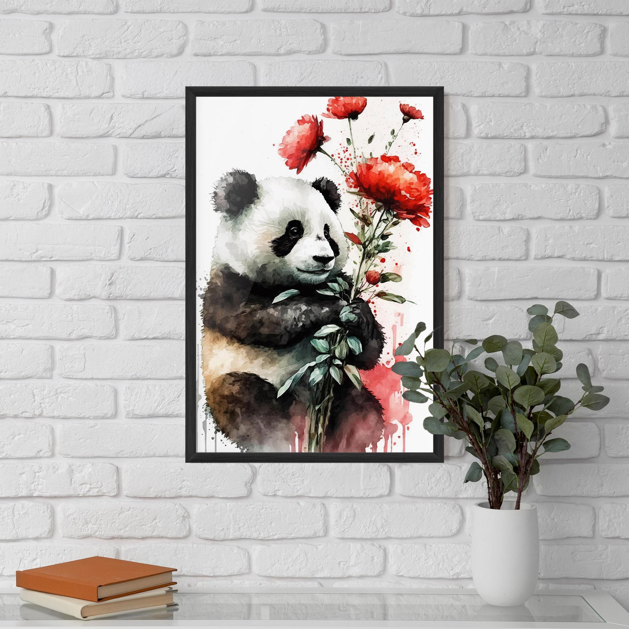 Gerahmte Poster Red Flower Panda mockup 5