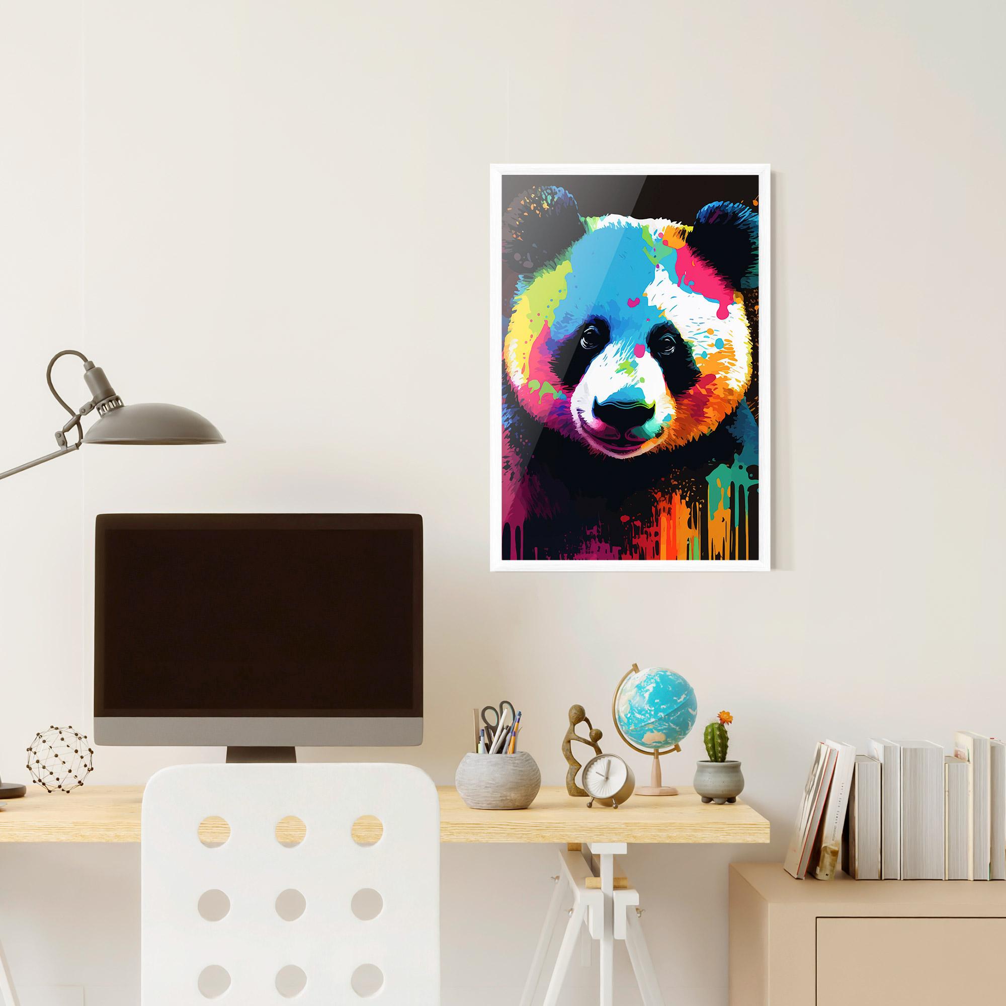 Gerahmte Poster Panda Color Art mockup 6