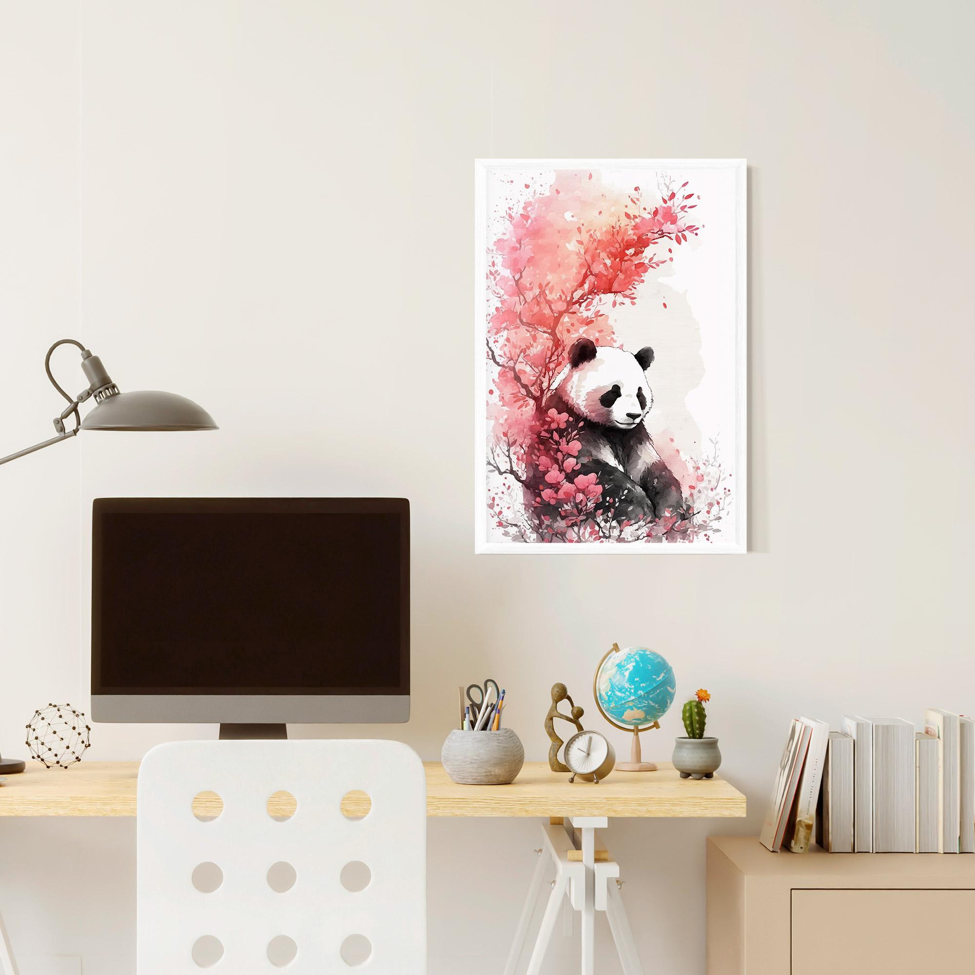 Gerahmte Poster Pink Flower Panda mockup 6