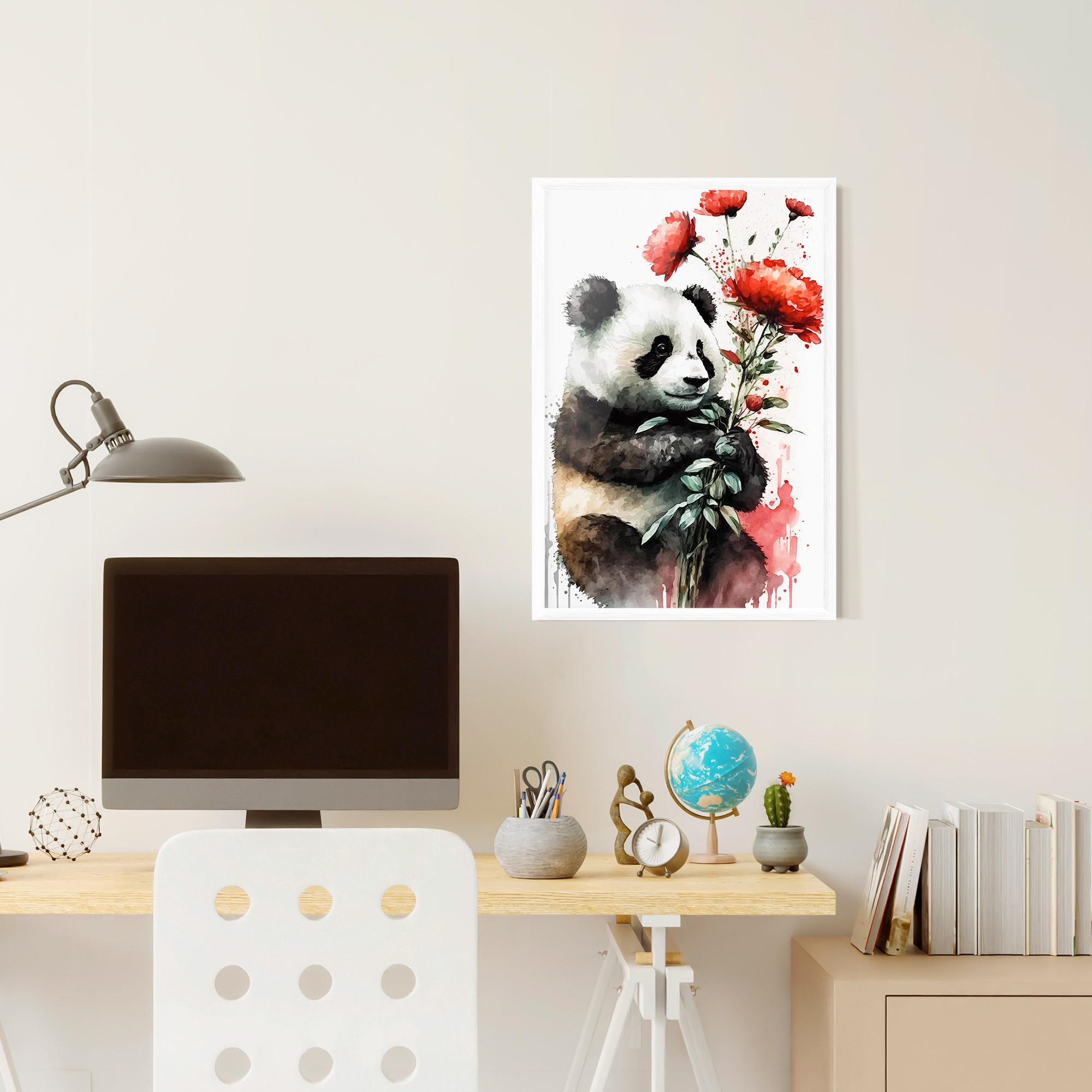 Gerahmte Poster Red Flower Panda mockup 6