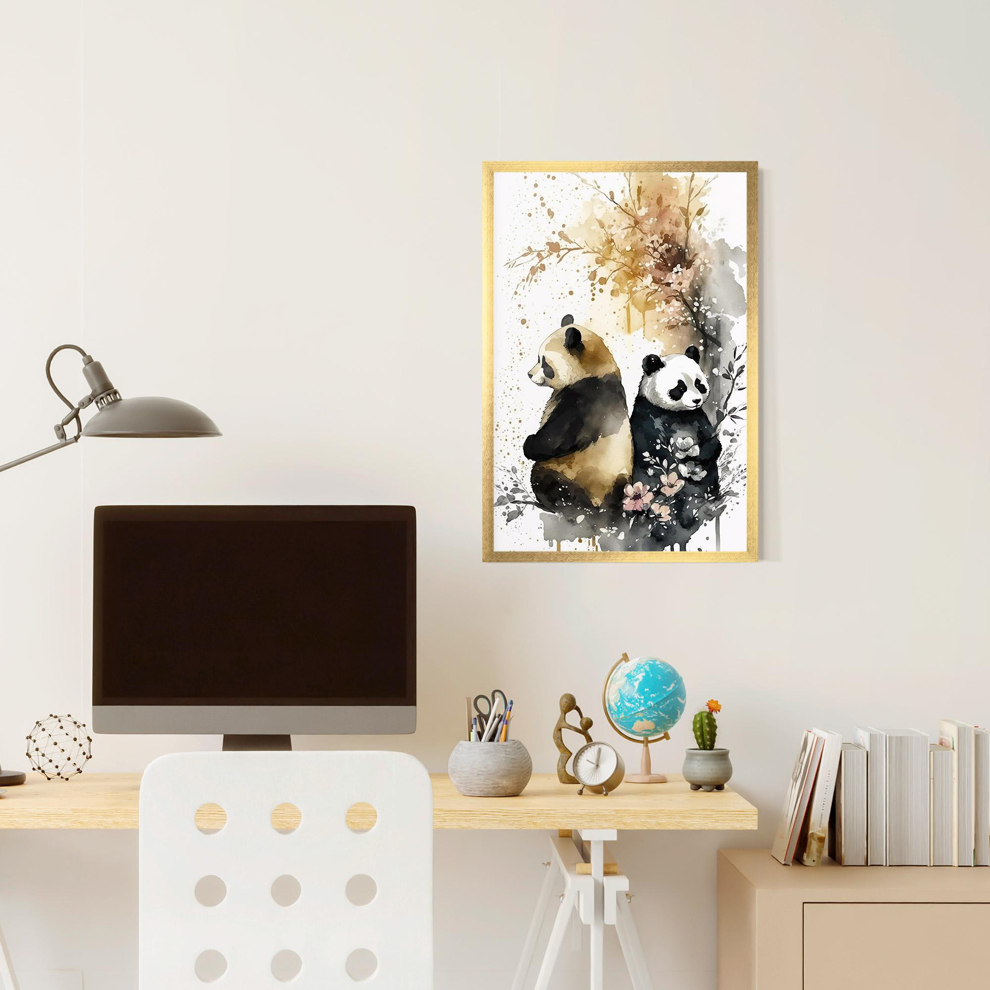 Gerahmte Poster Gold Panda Art mockup 6