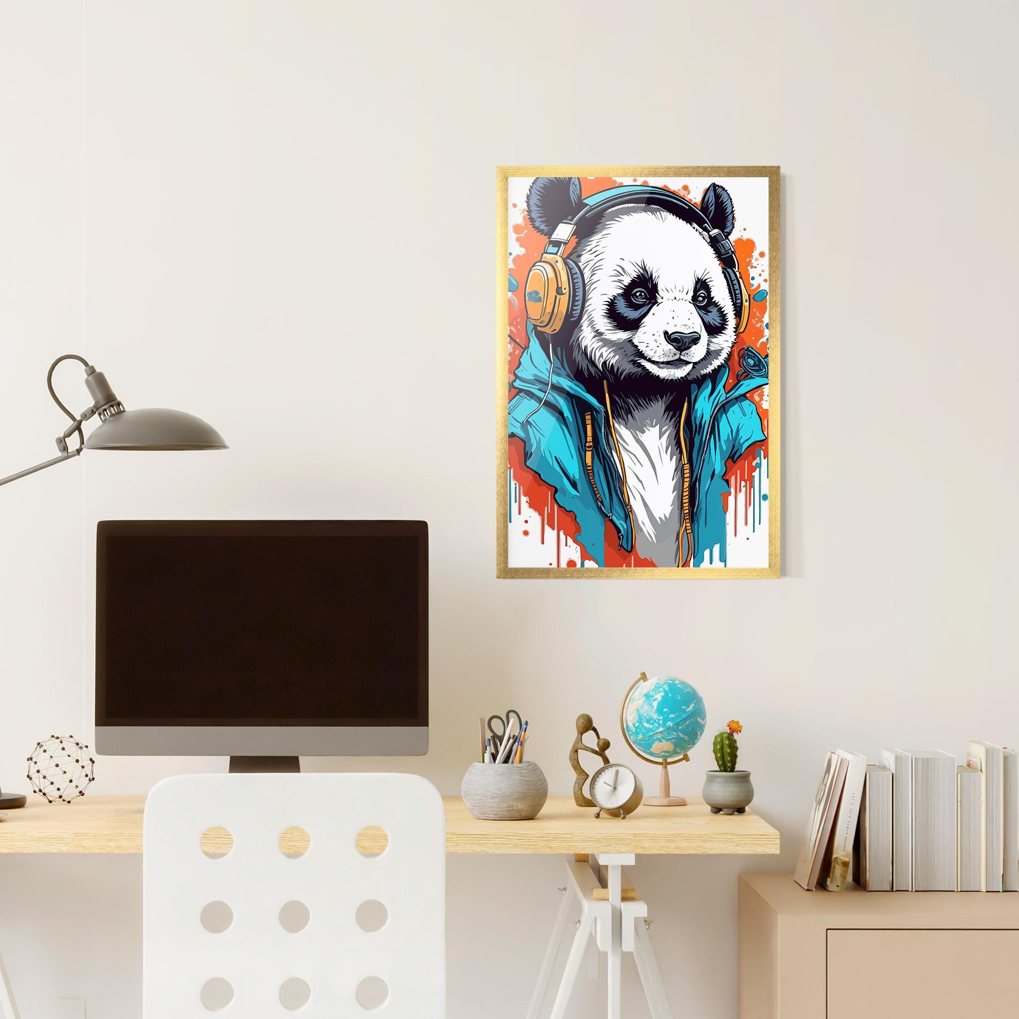 Gerahmte Poster Music Panda mockup 6