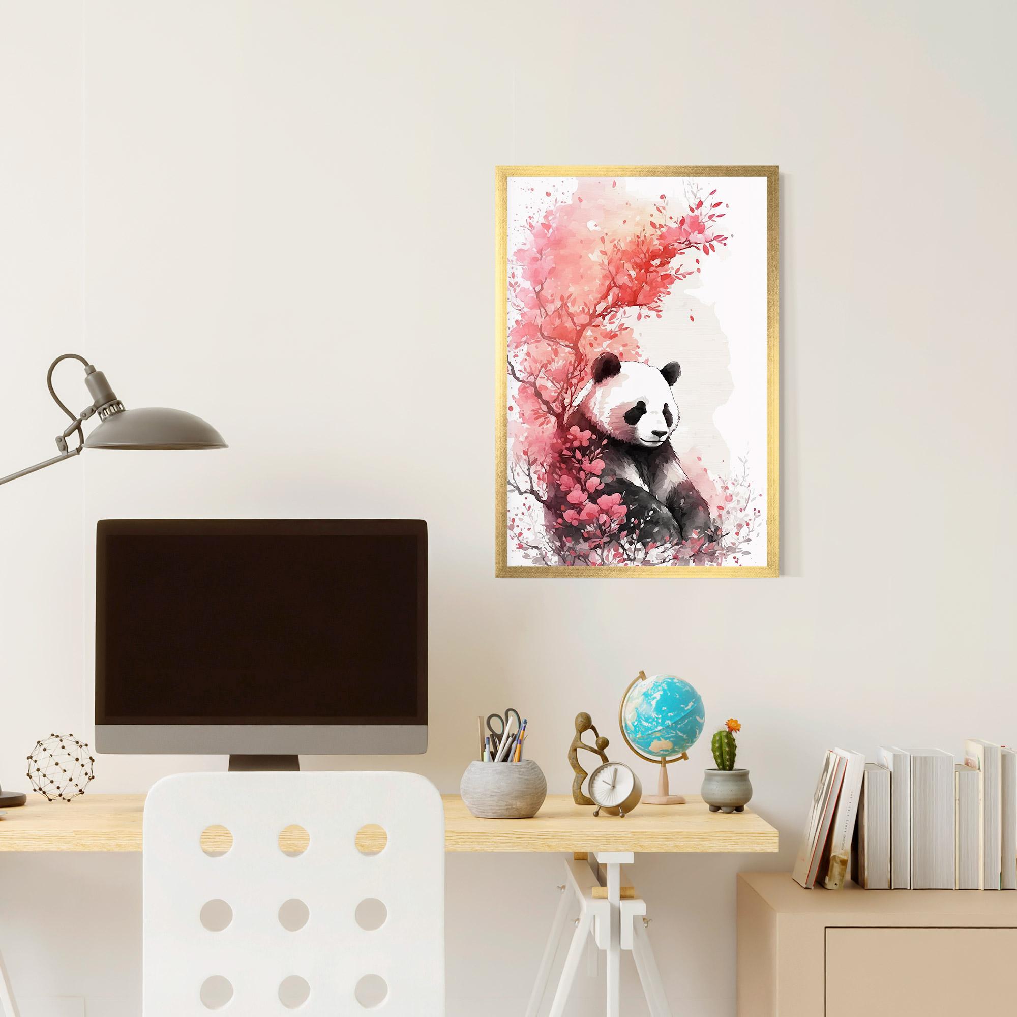 Gerahmte Poster Pink Flower Panda mockup 6