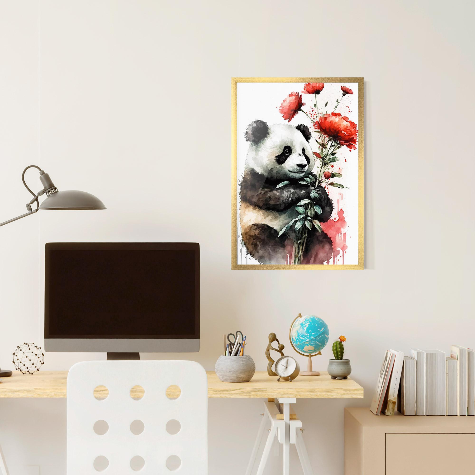 Gerahmte Poster Red Flower Panda mockup 6