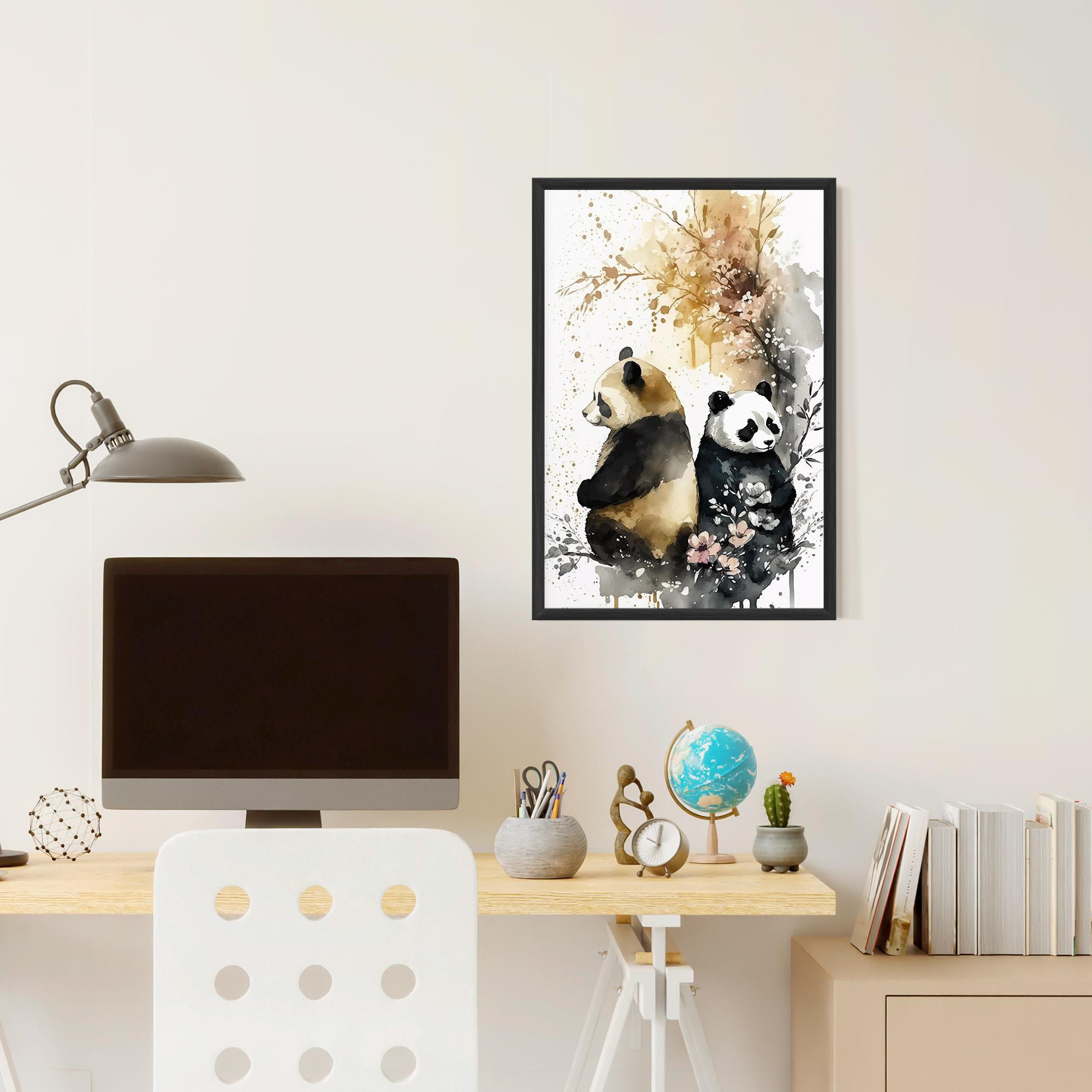 Gerahmte Poster Gold Panda Art mockup 6