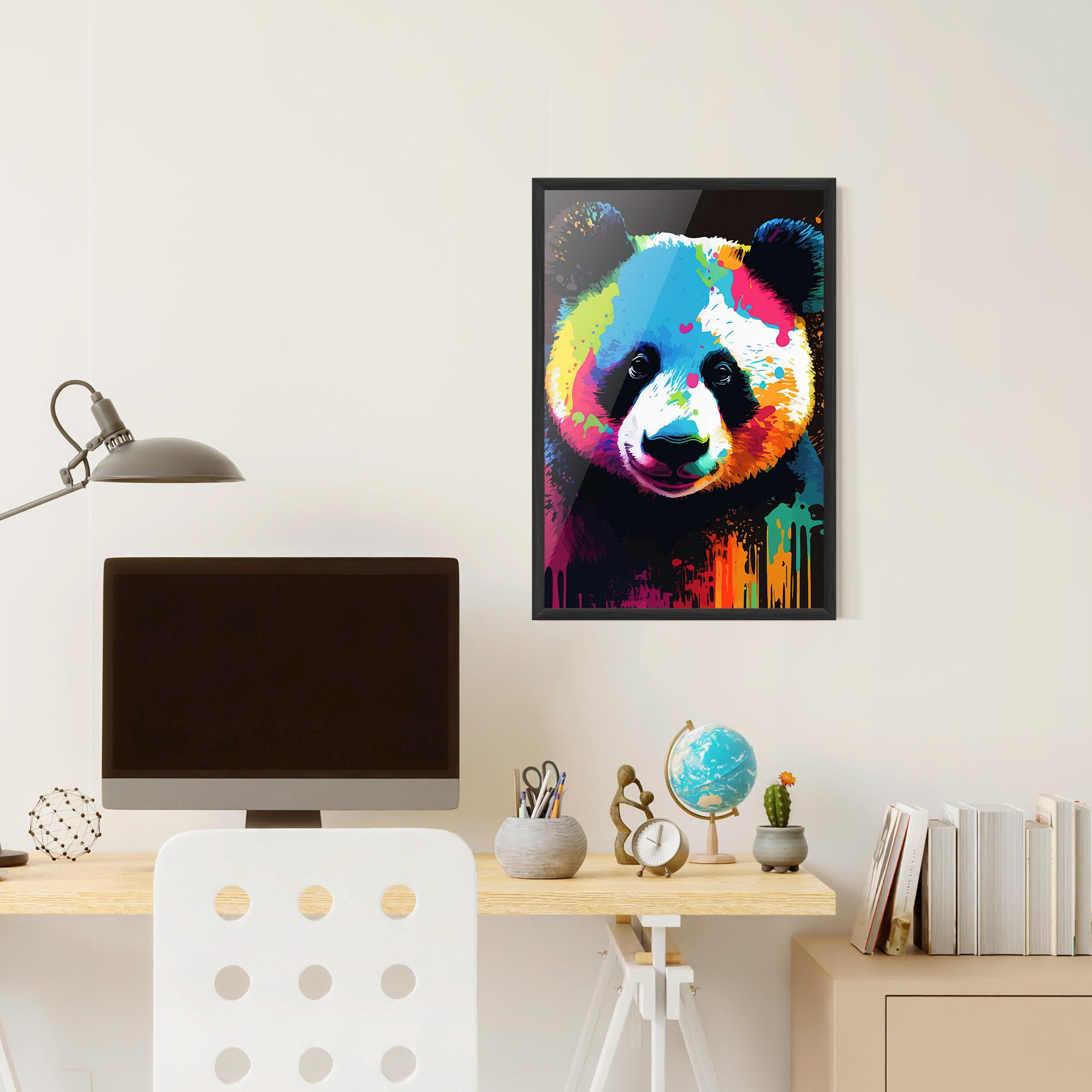 Gerahmte Poster Panda Color Art mockup 6