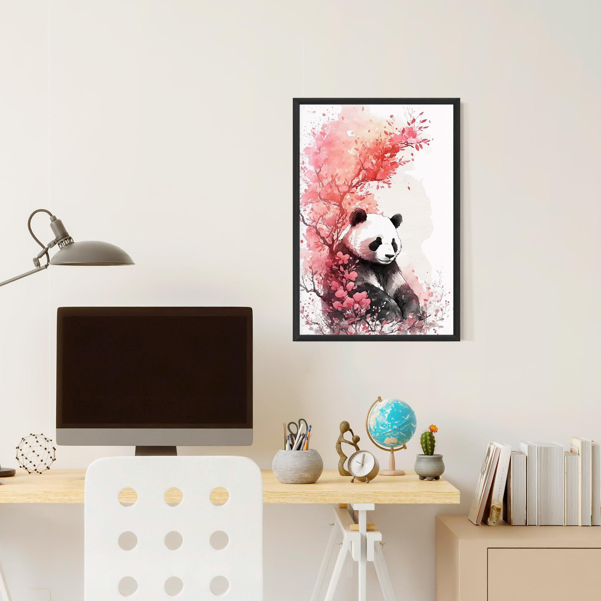 Gerahmte Poster Pink Flower Panda mockup 6