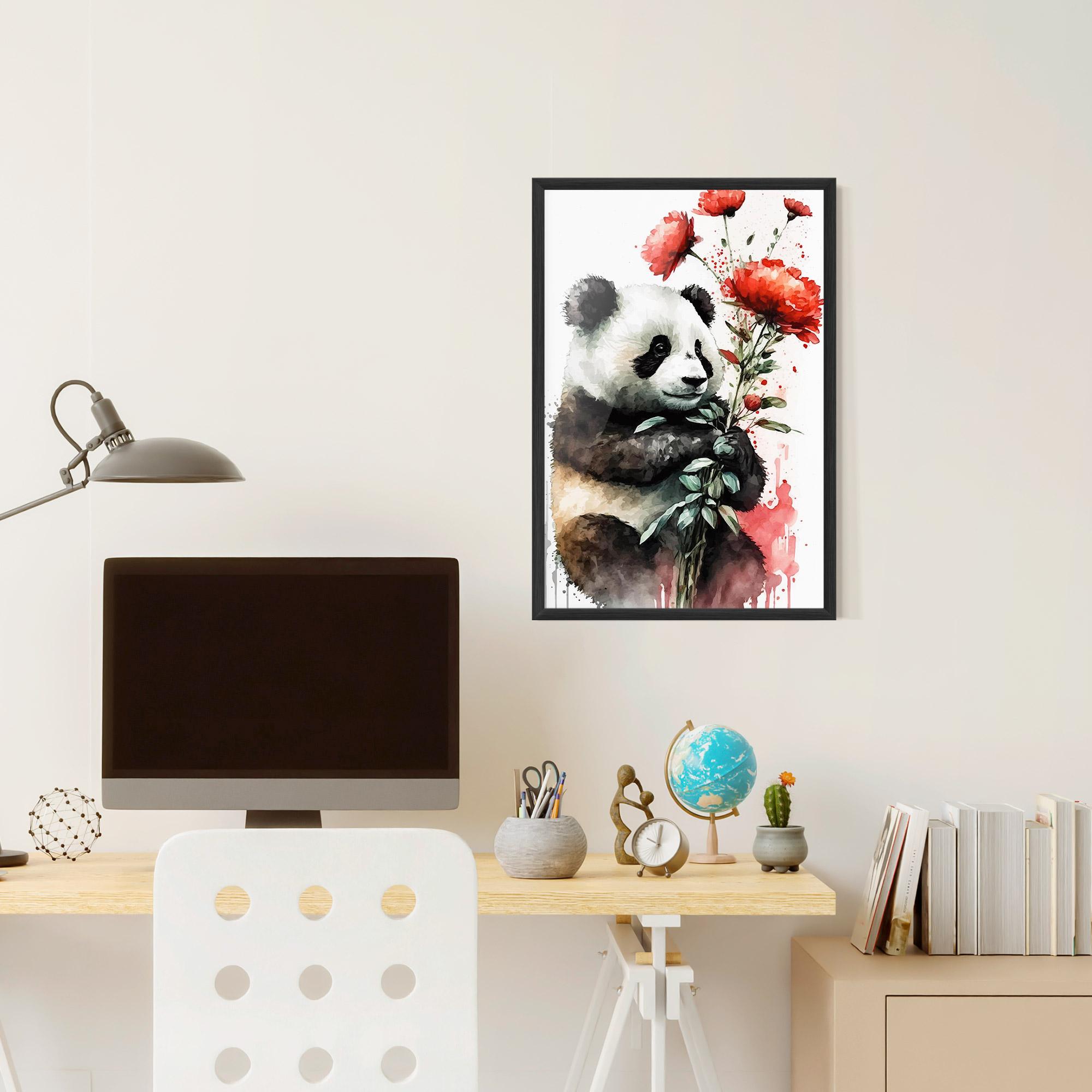 Gerahmte Poster Red Flower Panda mockup 6