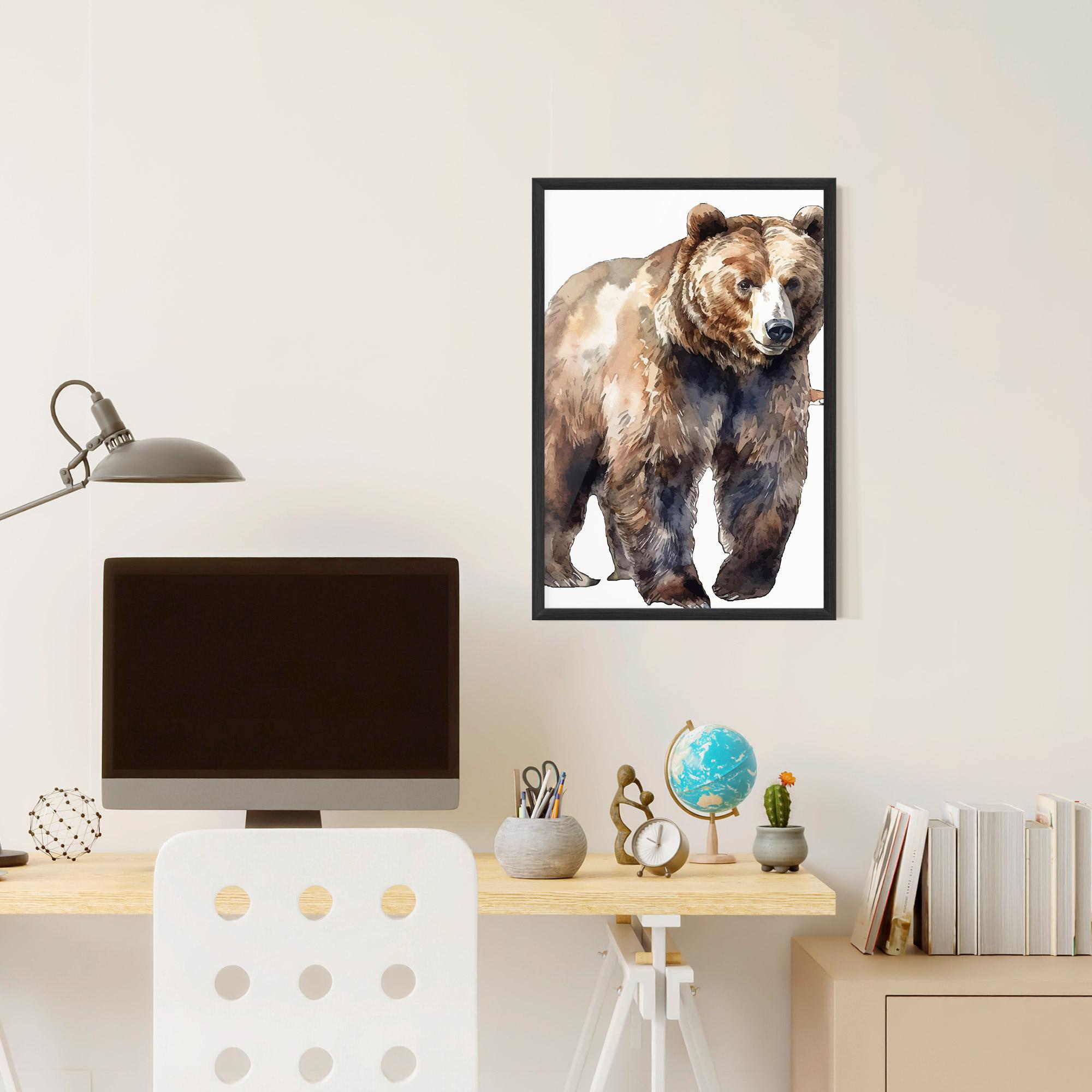 Gerahmte Poster Watercolor Bear Art mockup 6