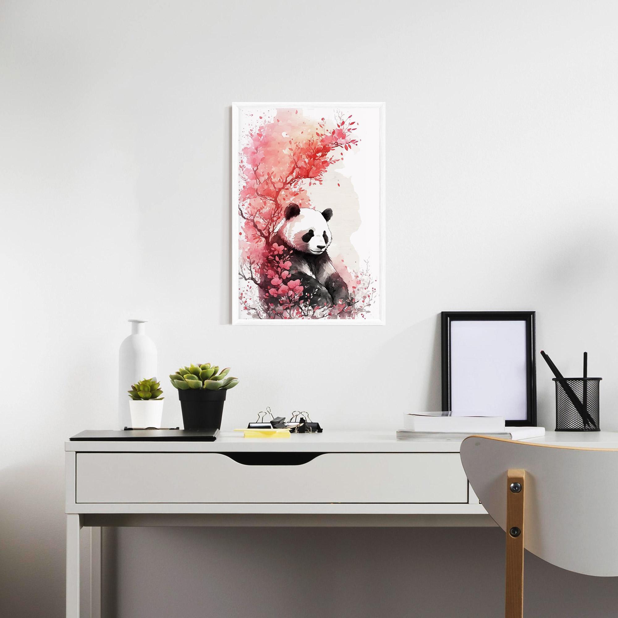 Gerahmte Poster Pink Flower Panda mockup 7