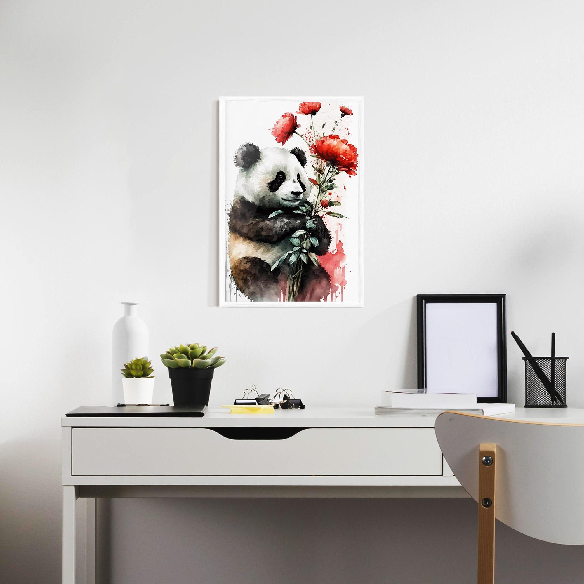 Gerahmte Poster Red Flower Panda mockup 7