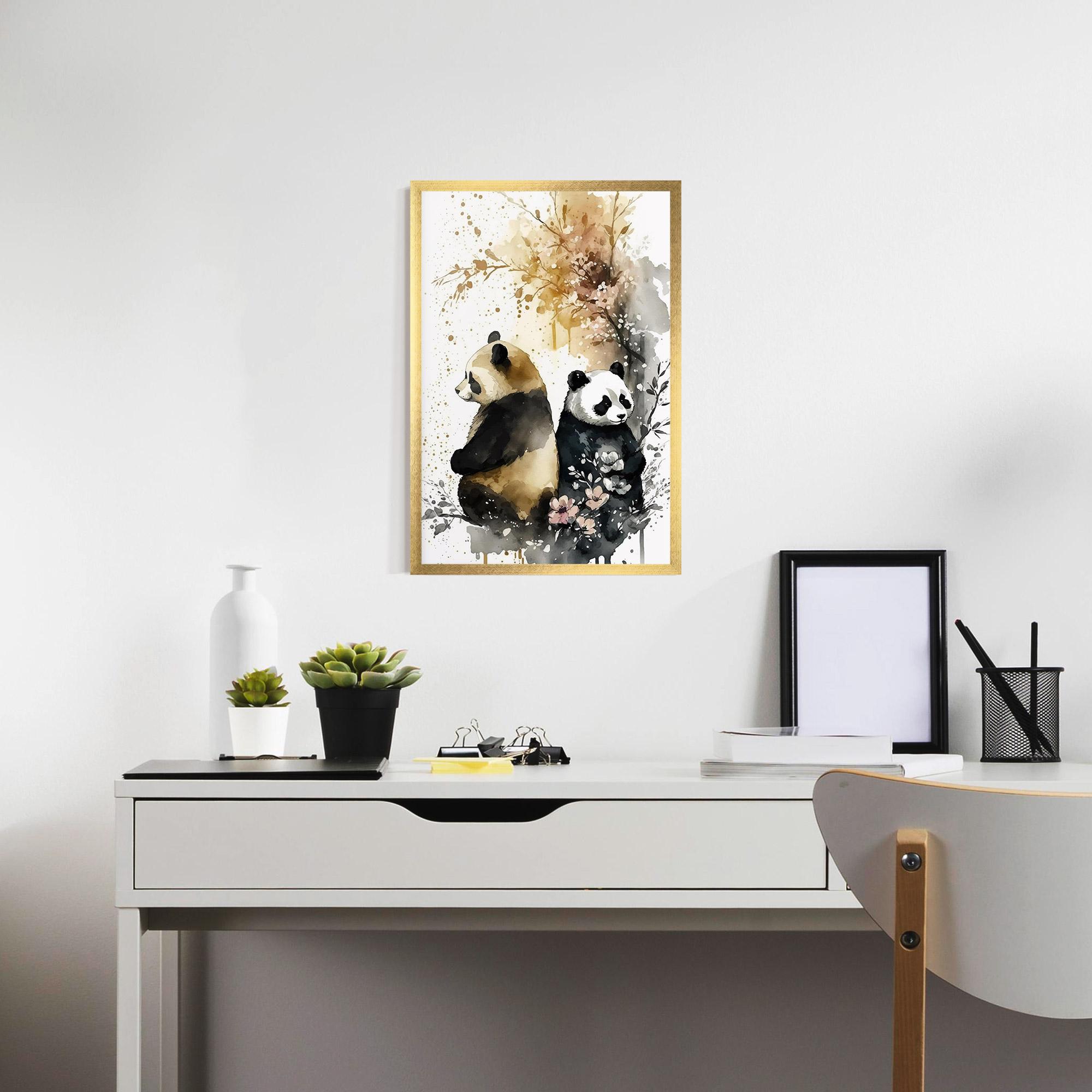 Gerahmte Poster Gold Panda Art mockup 7