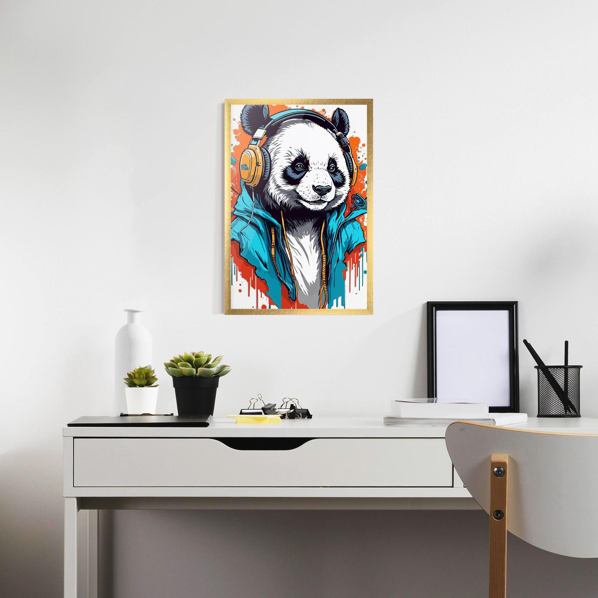 Gerahmte Poster Music Panda mockup 7