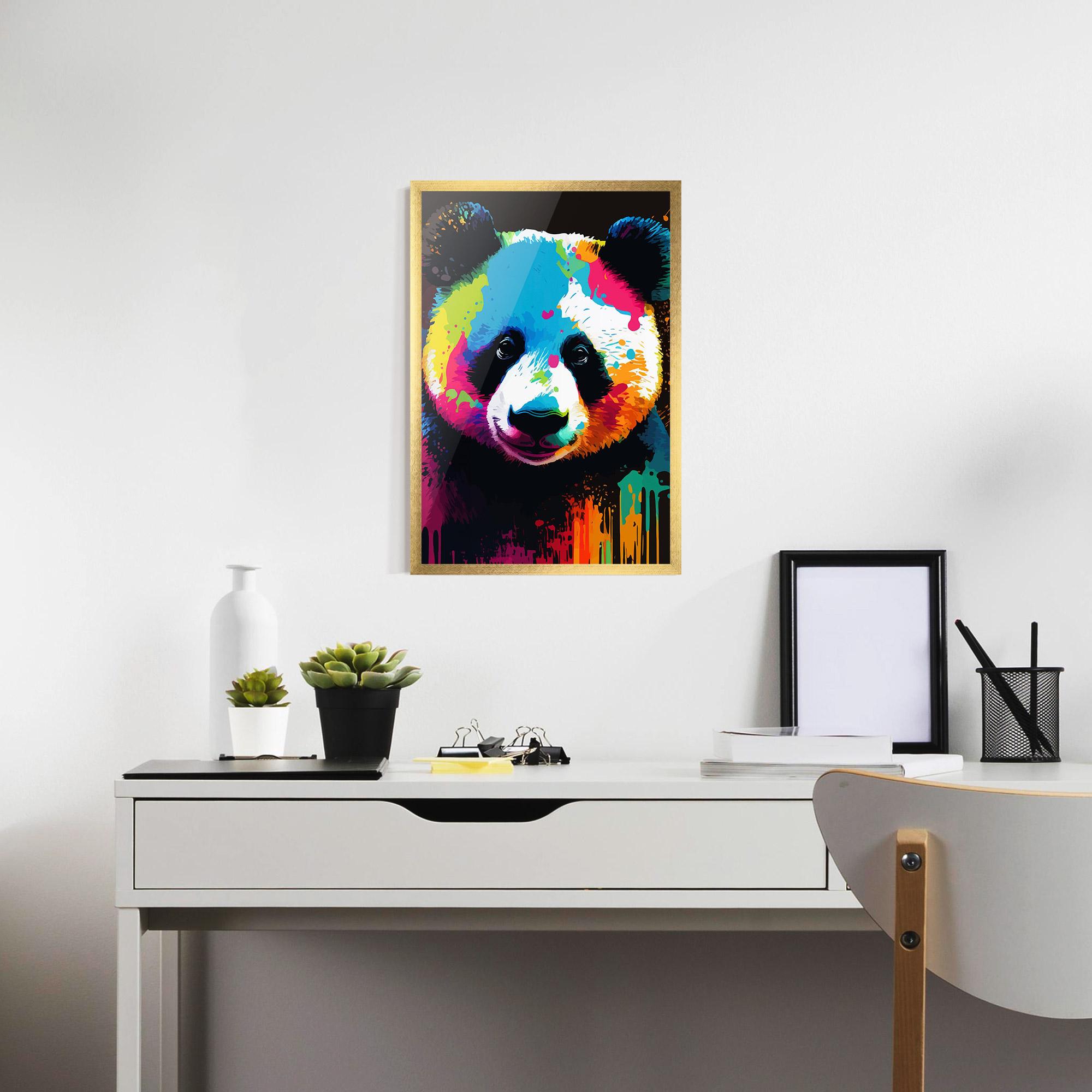 Gerahmte Poster Panda Color Art mockup 7