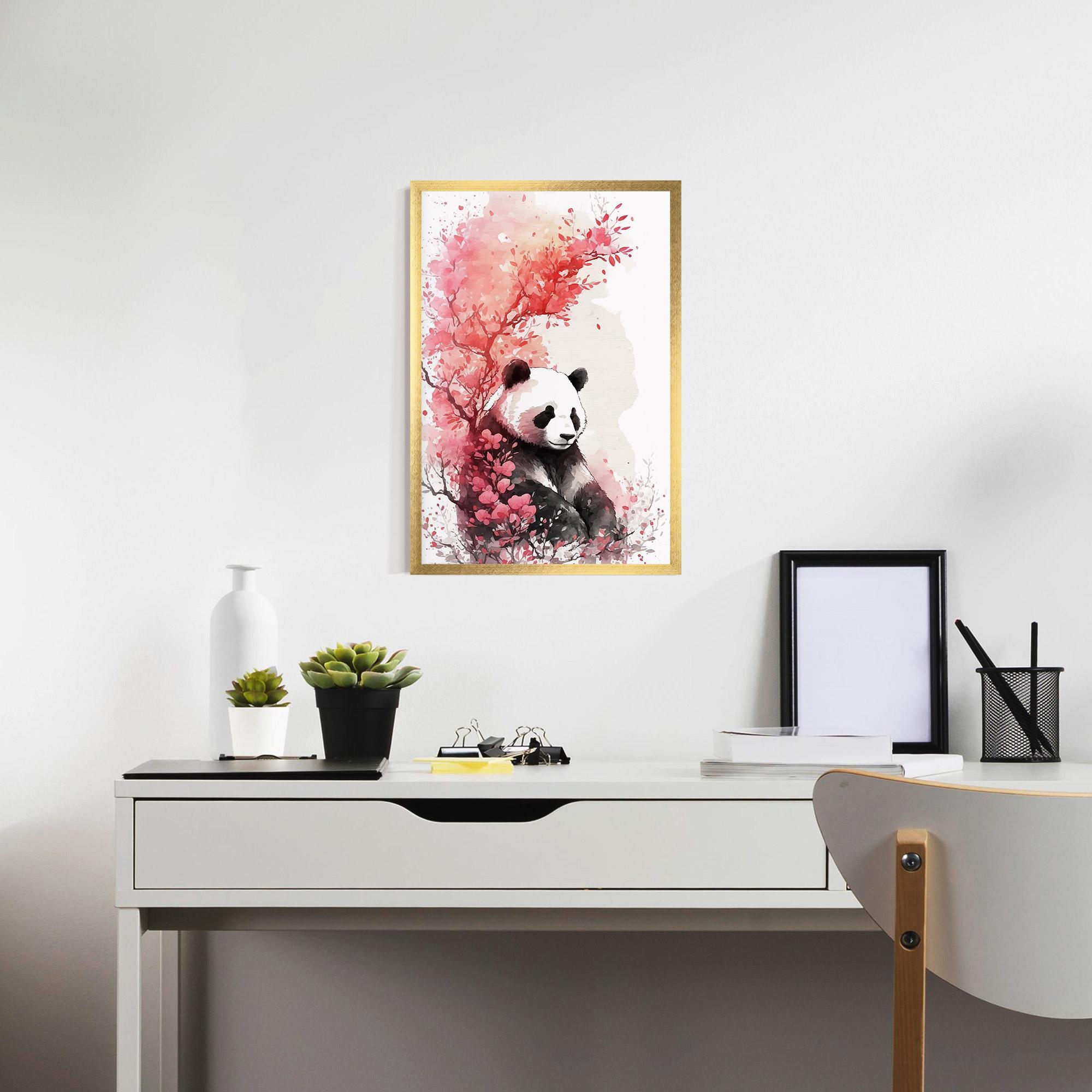 Gerahmte Poster Pink Flower Panda mockup 7