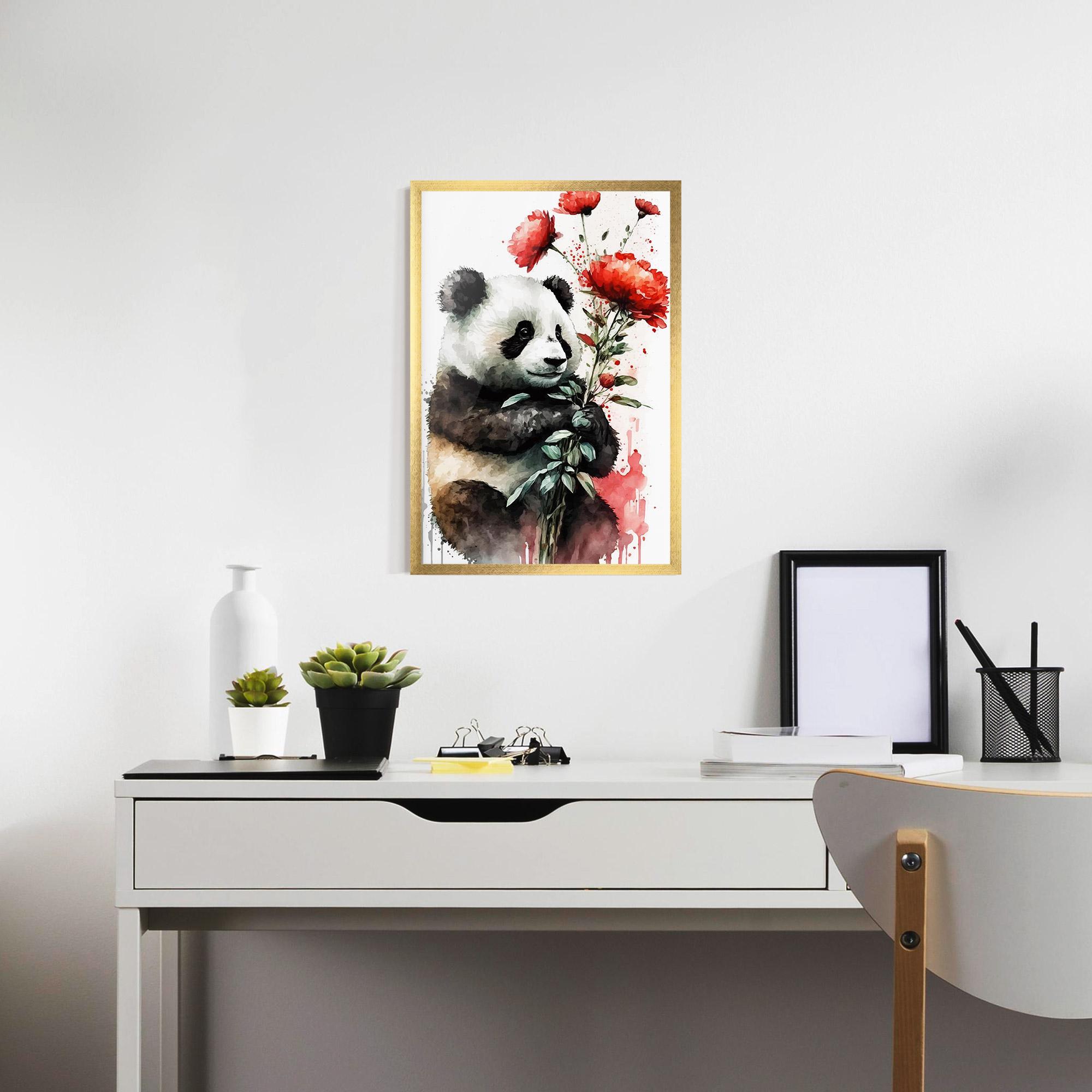 Gerahmte Poster Red Flower Panda mockup 7