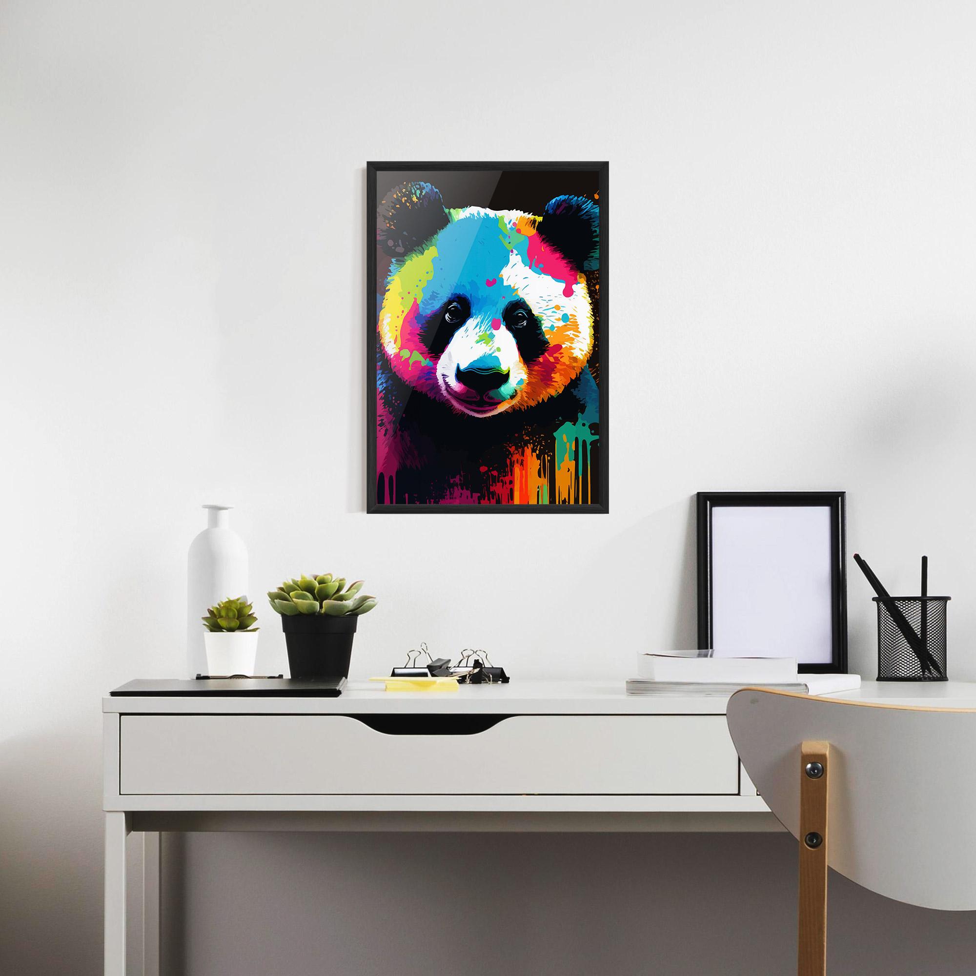 Gerahmte Poster Panda Color Art mockup 7