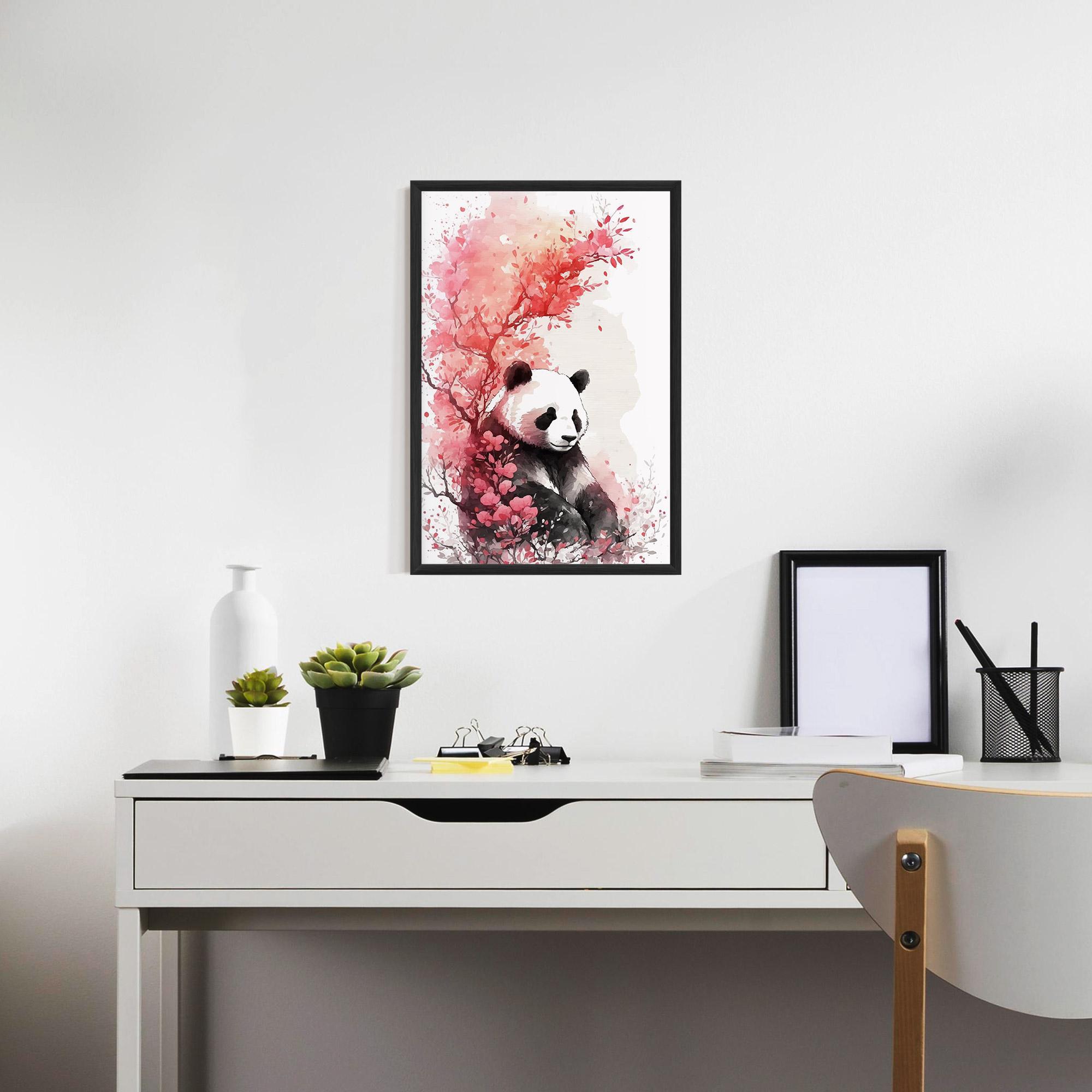 Gerahmte Poster Pink Flower Panda mockup 7