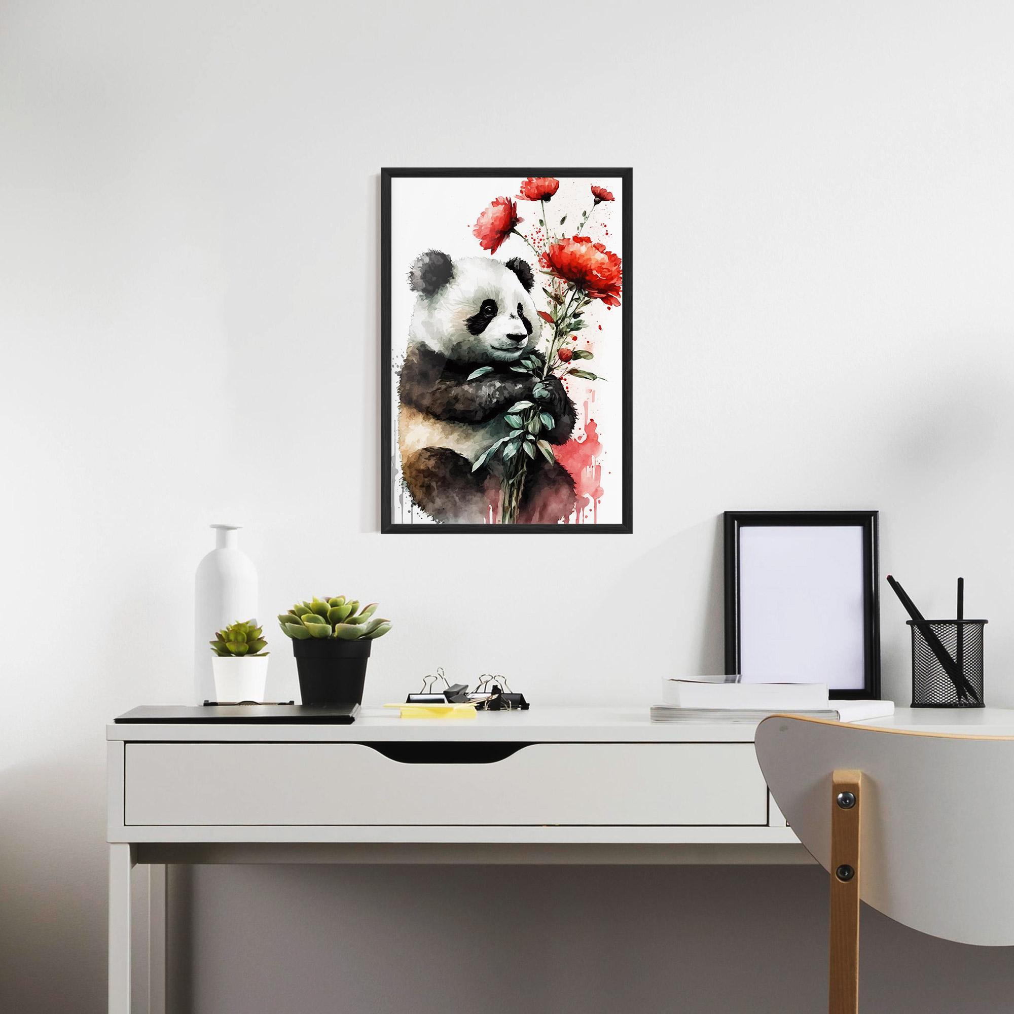 Gerahmte Poster Red Flower Panda mockup 7