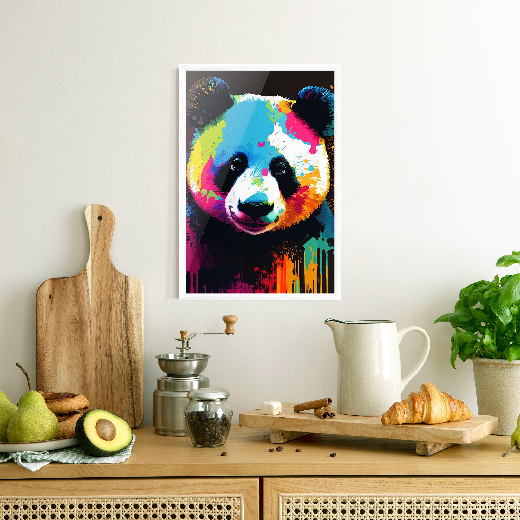 Gerahmte Poster Panda Color Art mockup 8
