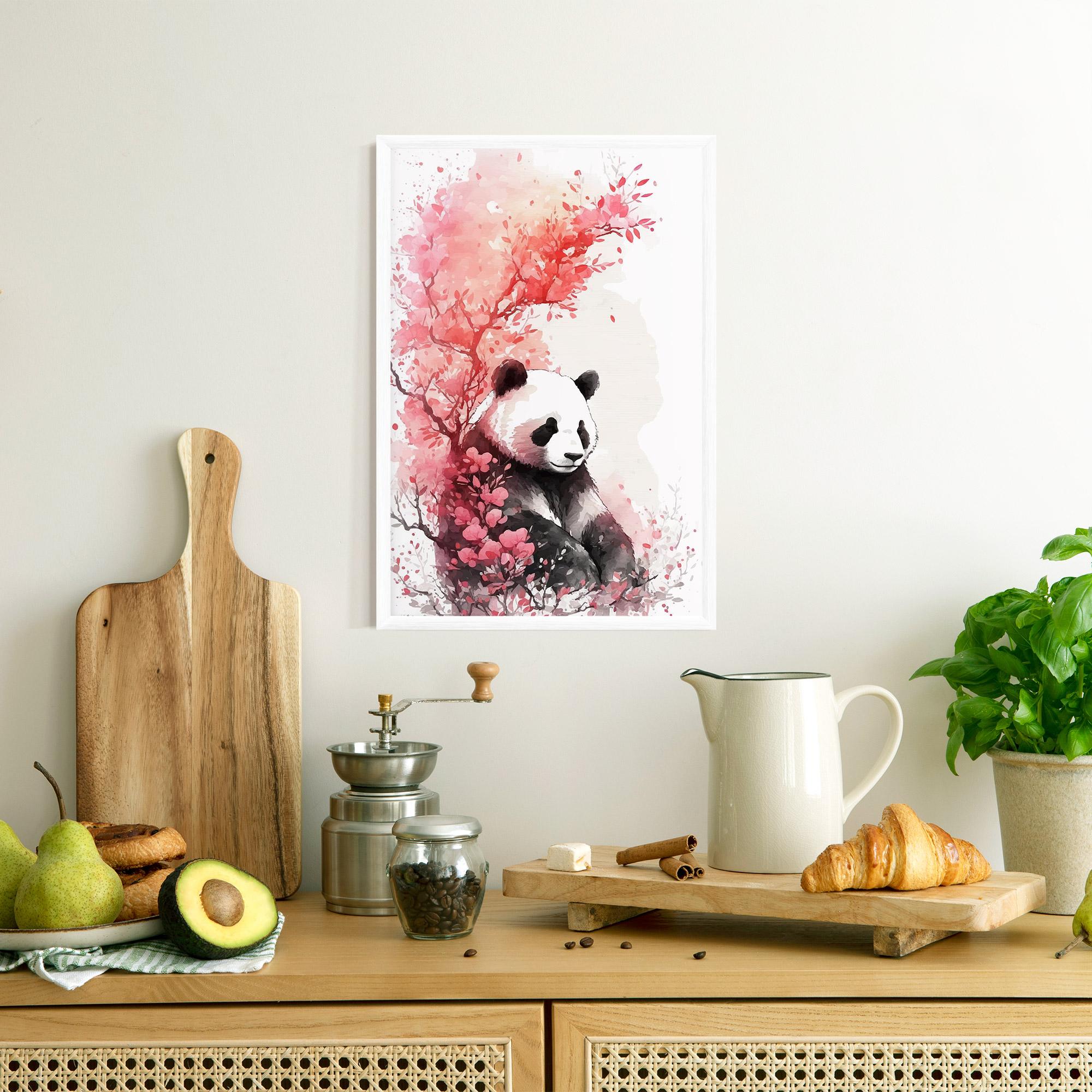 Gerahmte Poster Pink Flower Panda mockup 8