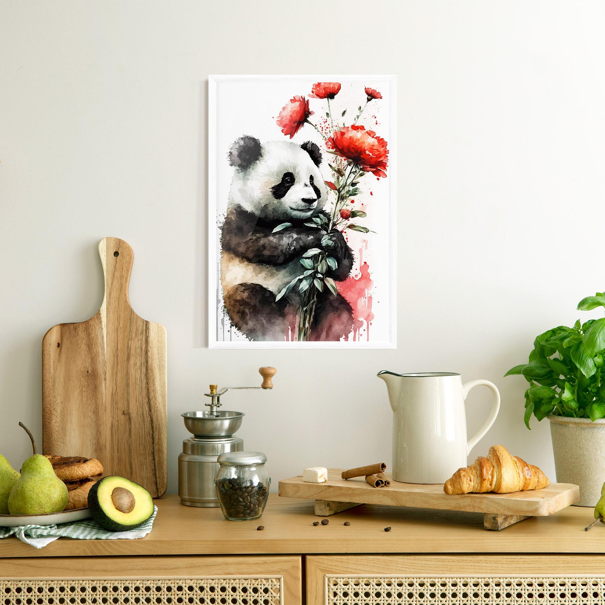 Gerahmte Poster Red Flower Panda mockup 8