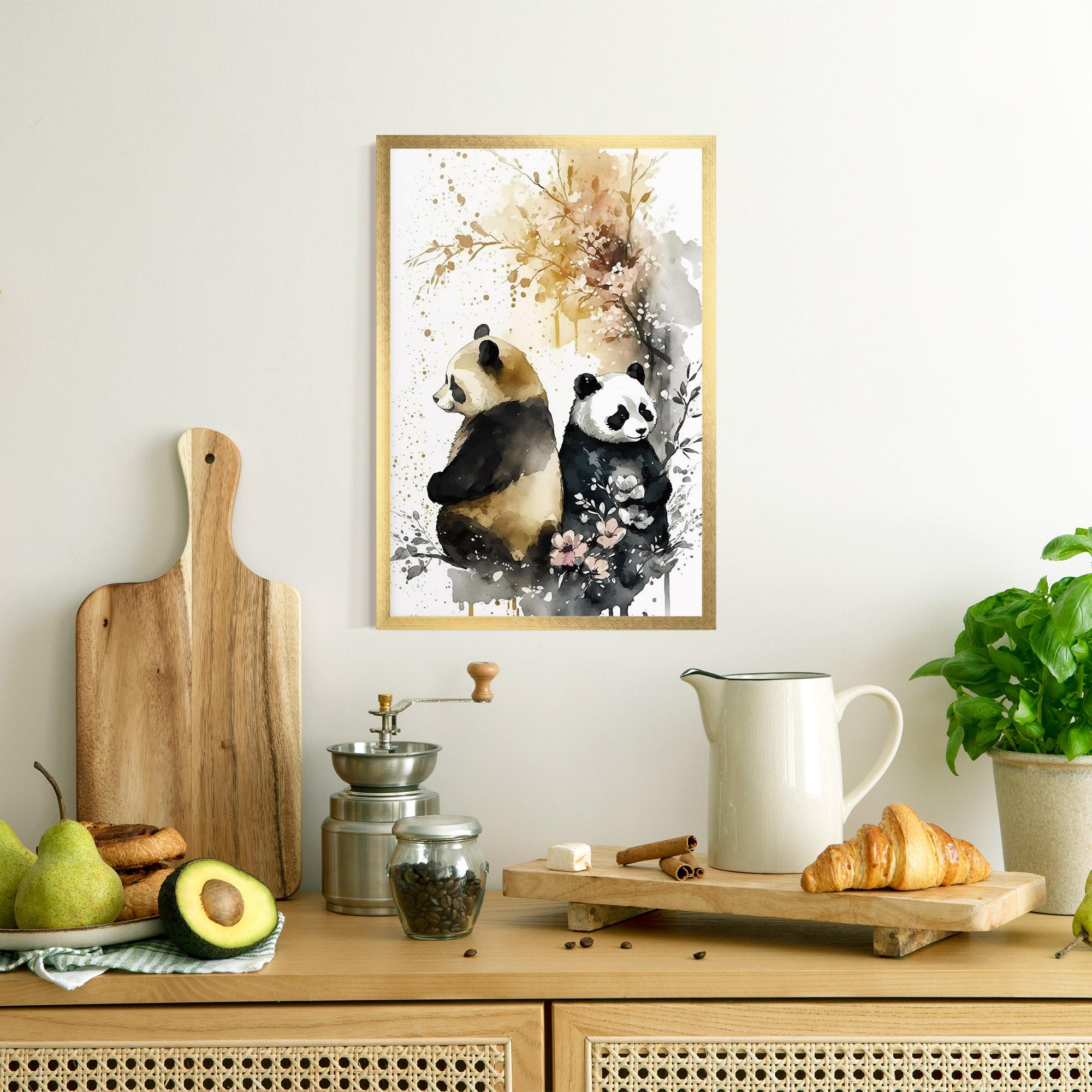 Gerahmte Poster Gold Panda Art mockup 8