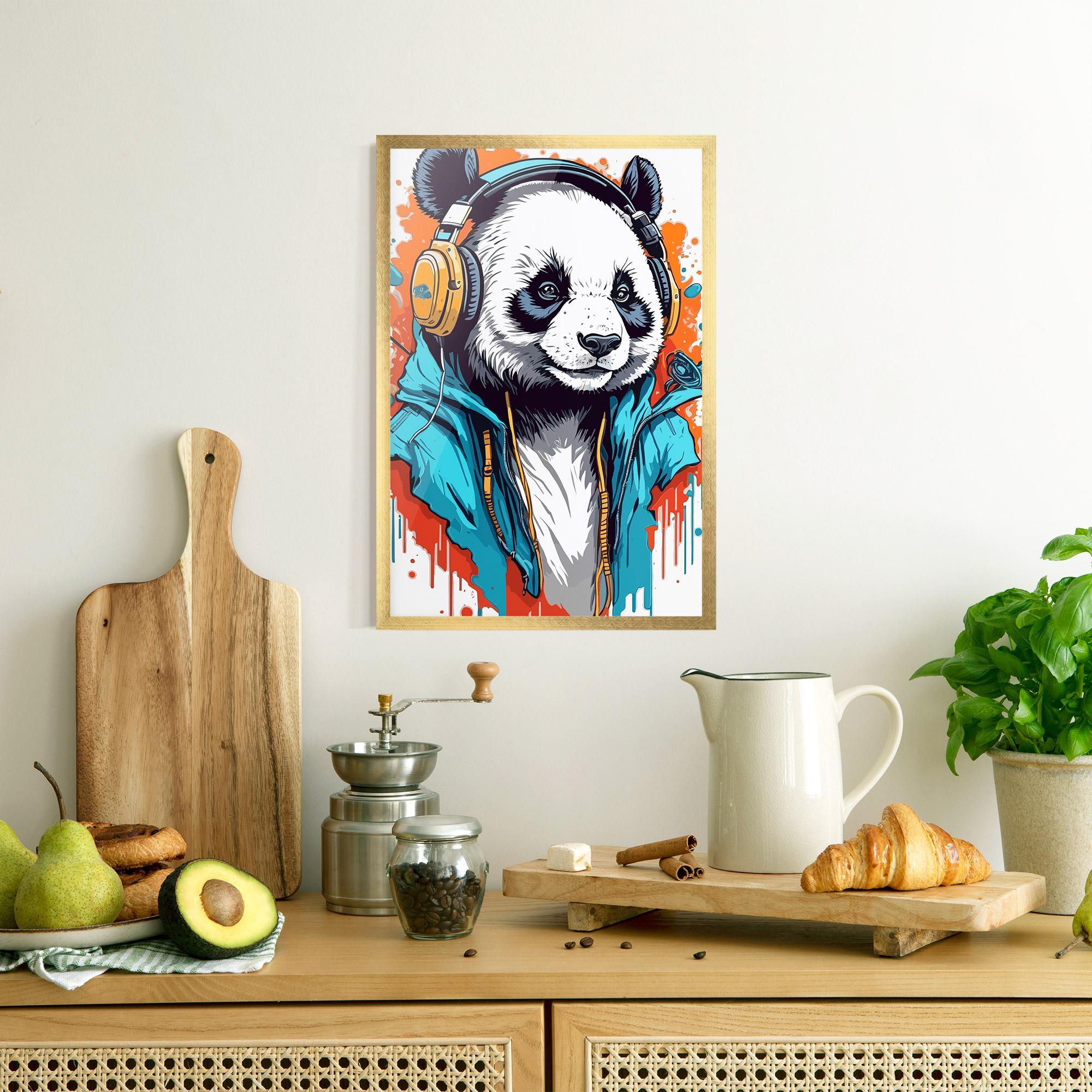Gerahmte Poster Music Panda mockup 8