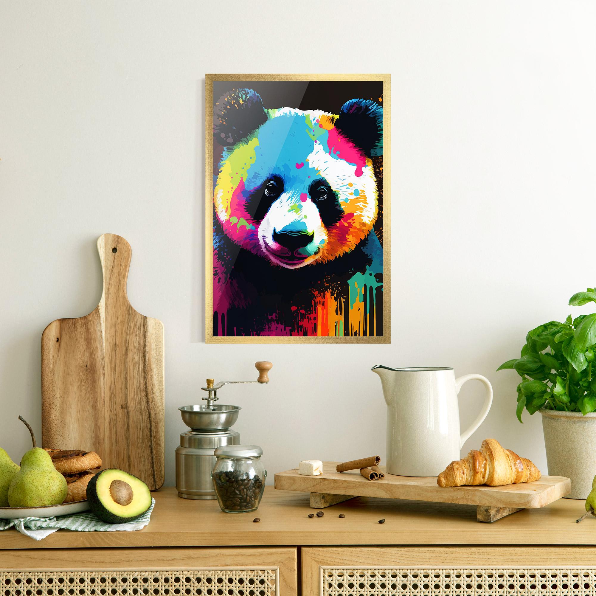 Gerahmte Poster Panda Color Art mockup 8